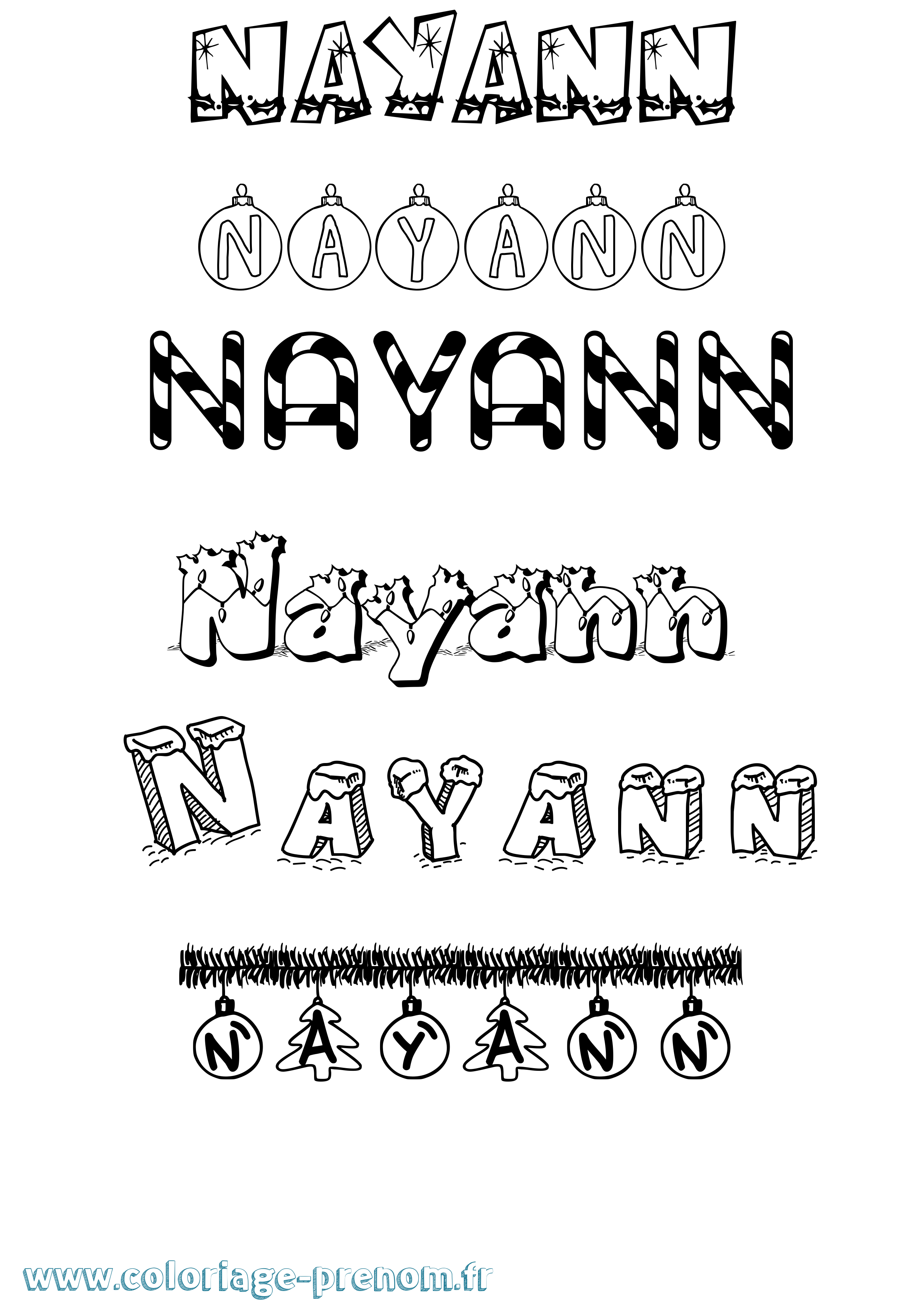 Coloriage Nayann Noël Coloriage prénom Nayann Noël