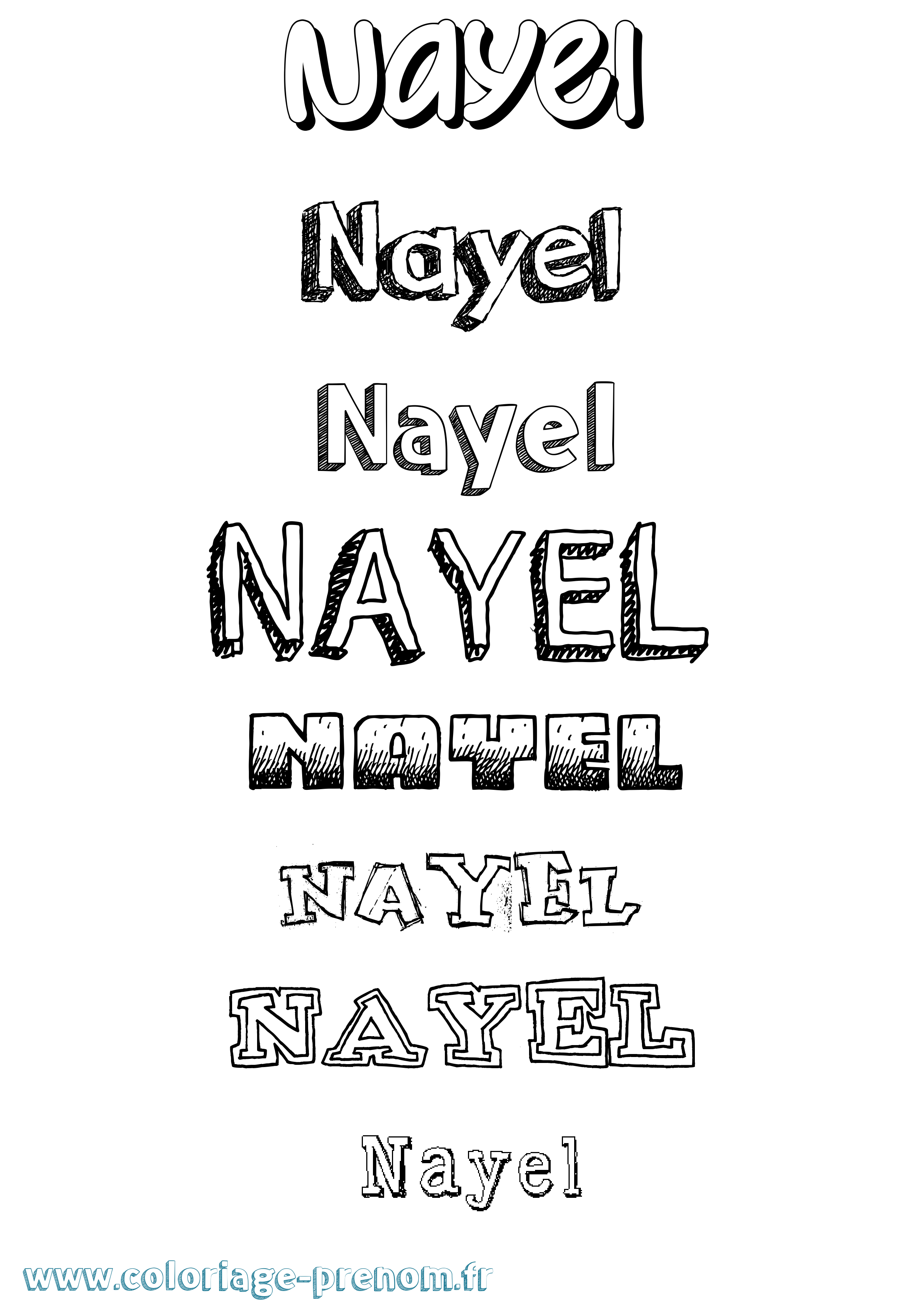 Coloriage prénom Nayel Dessiné