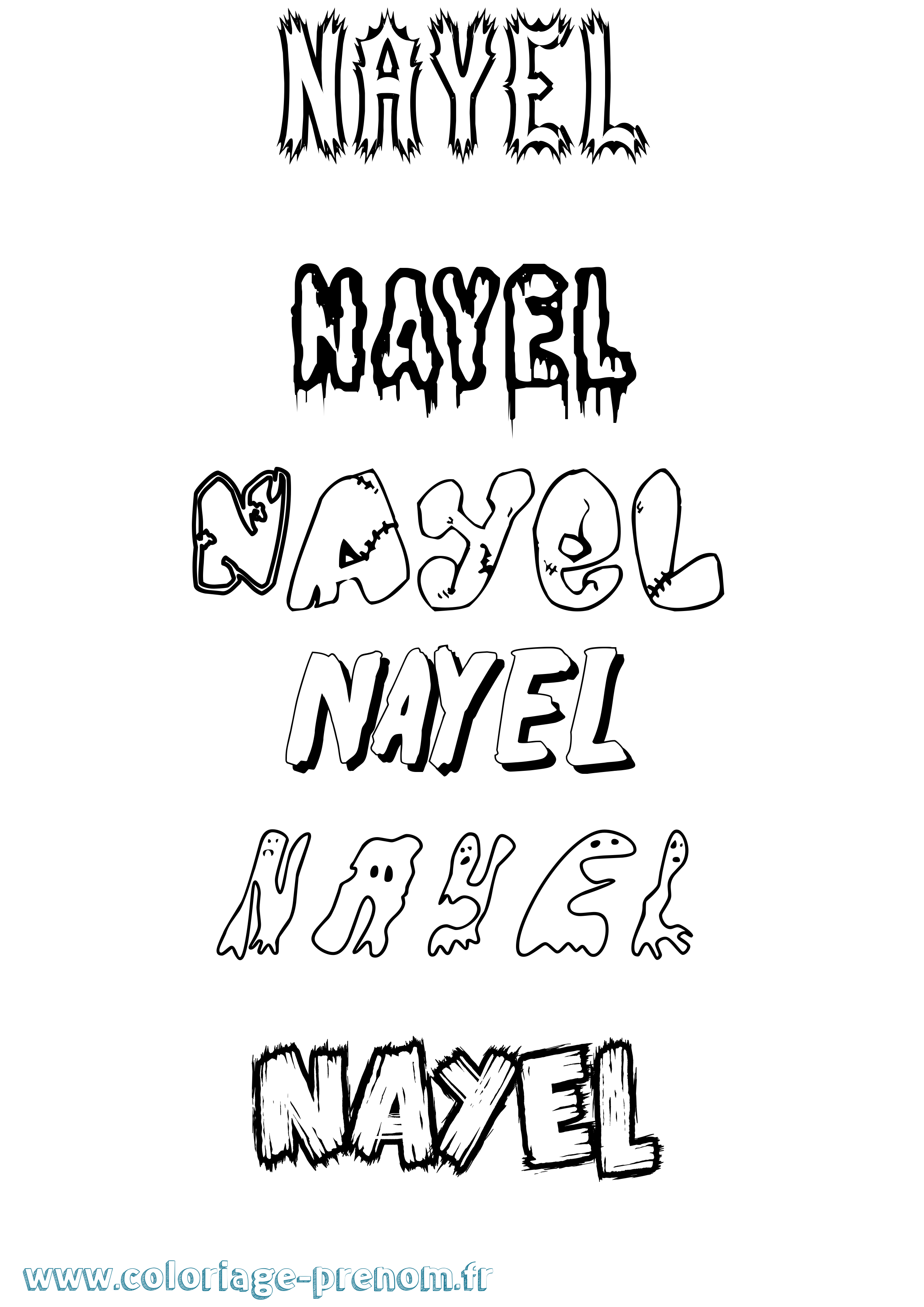 Coloriage prénom Nayel Frisson