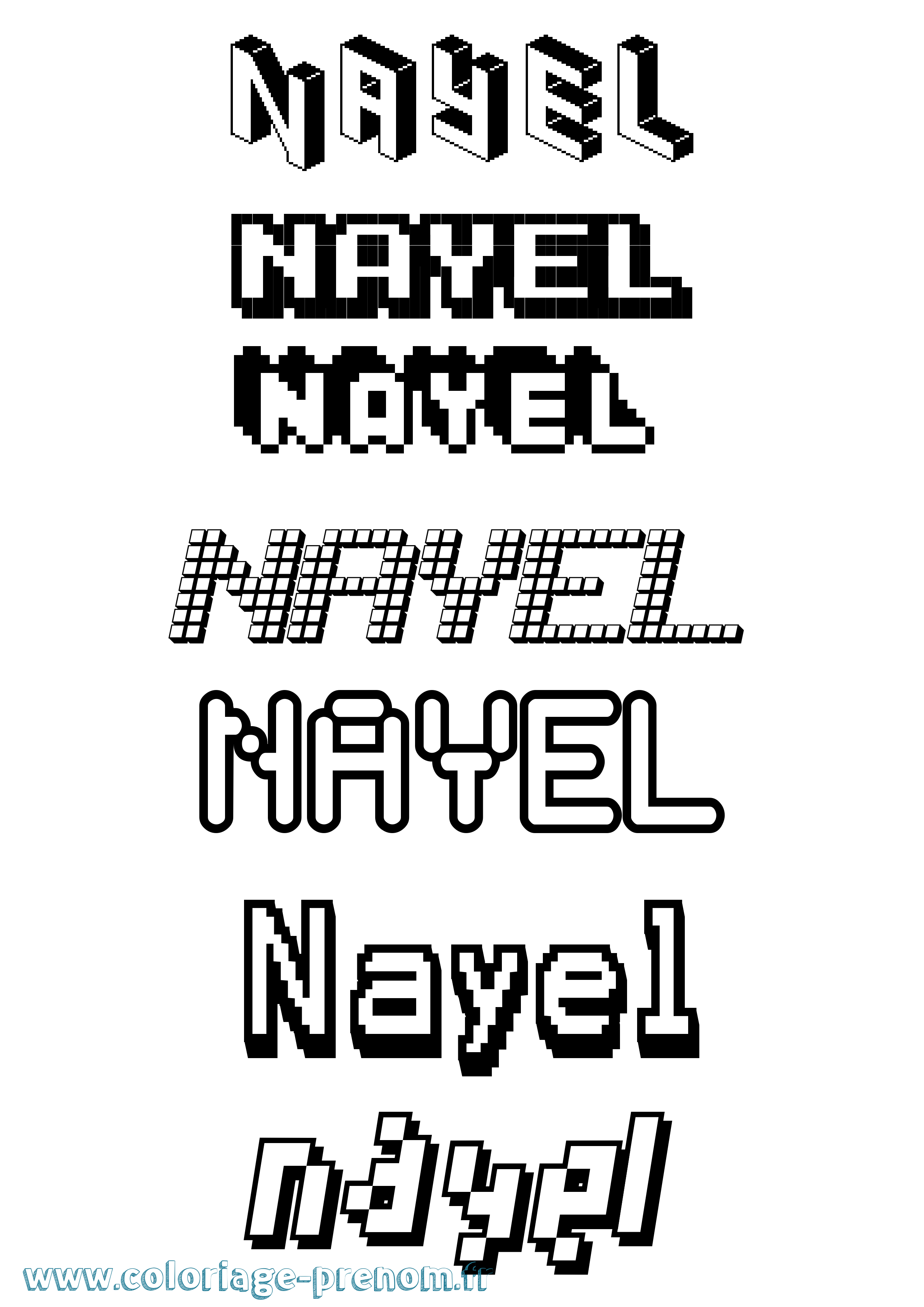 Coloriage prénom Nayel Pixel
