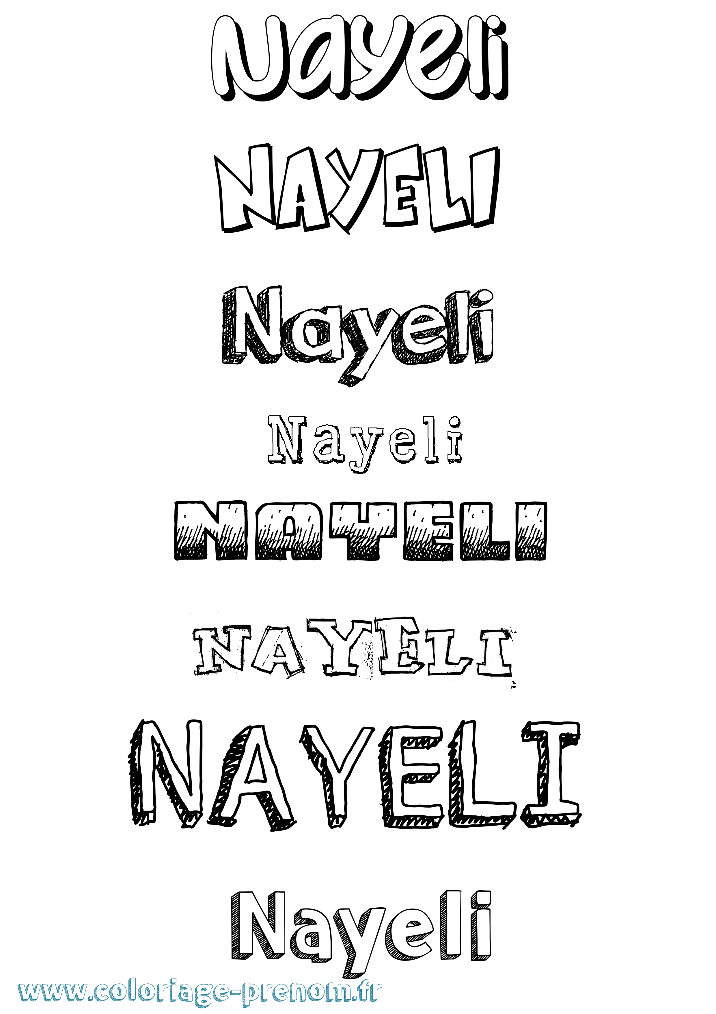 Coloriage prénom Nayeli Dessiné
