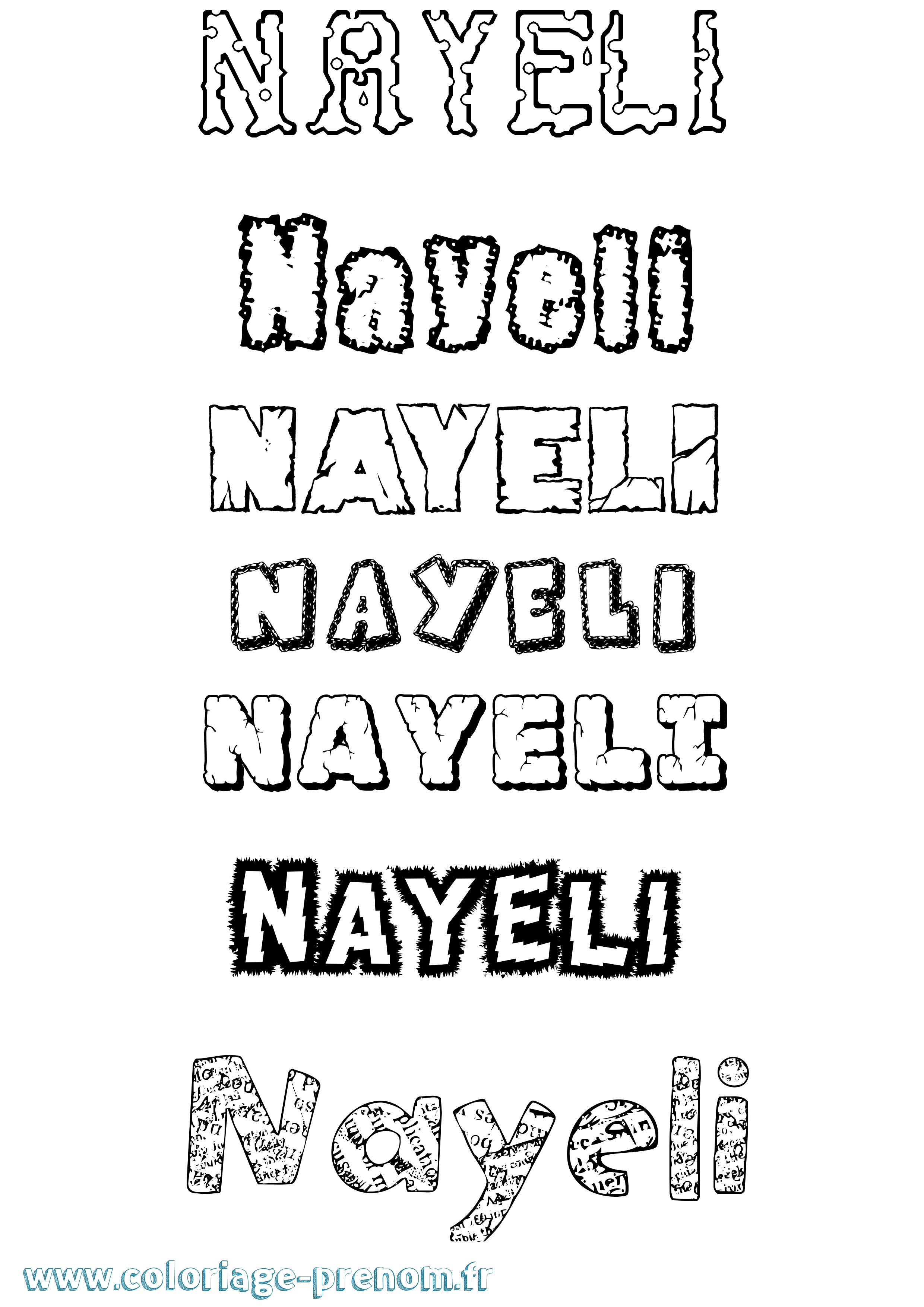 Coloriage prénom Nayeli Destructuré