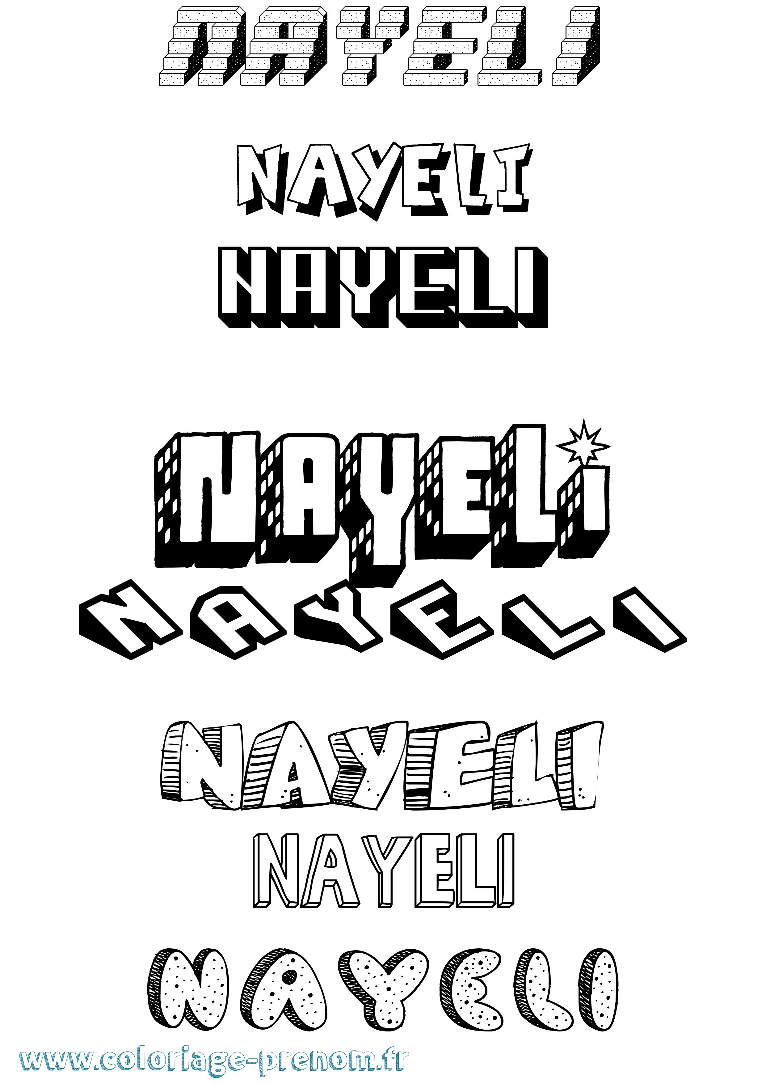 Coloriage prénom Nayeli Effet 3D