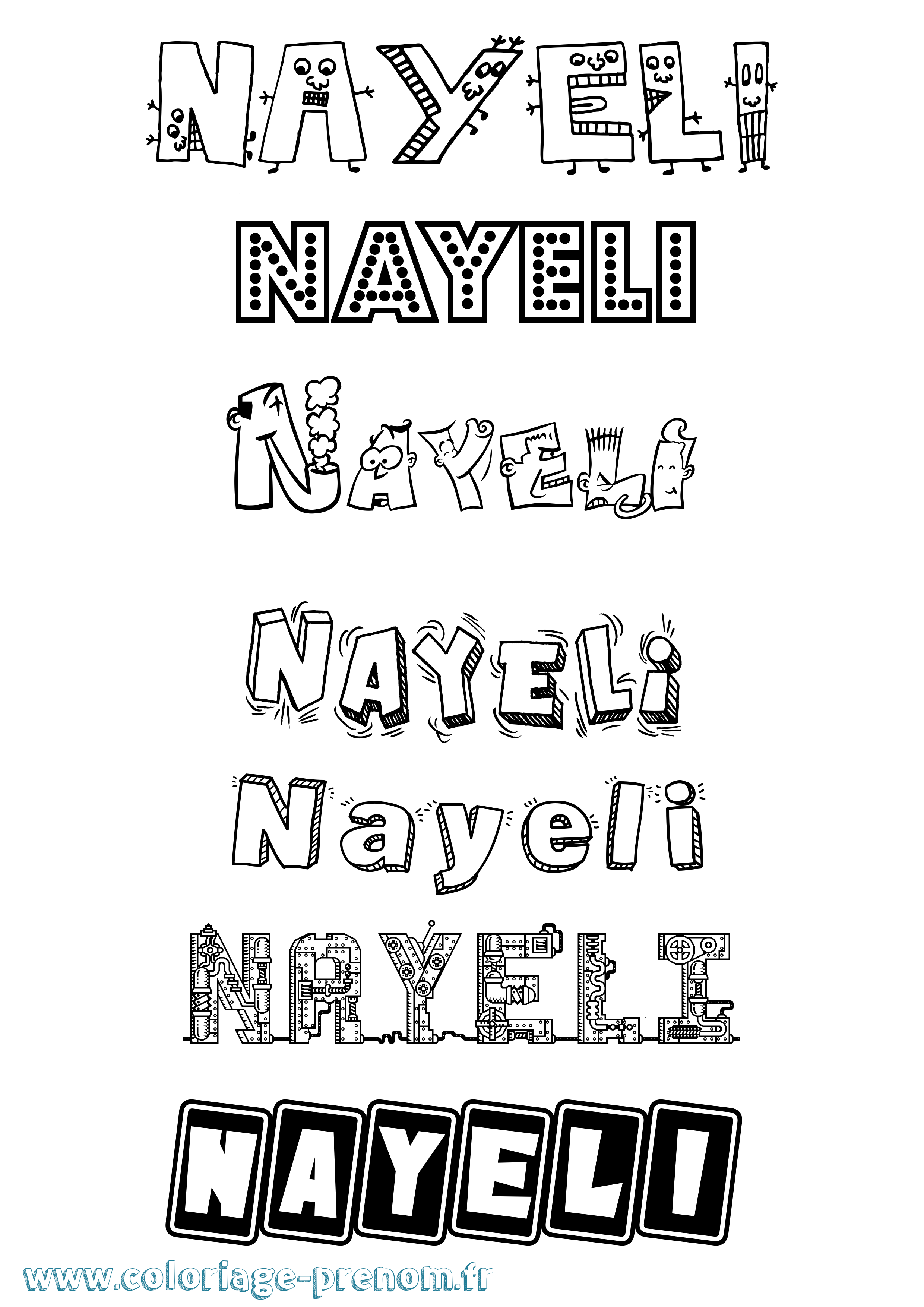 Coloriage prénom Nayeli Fun