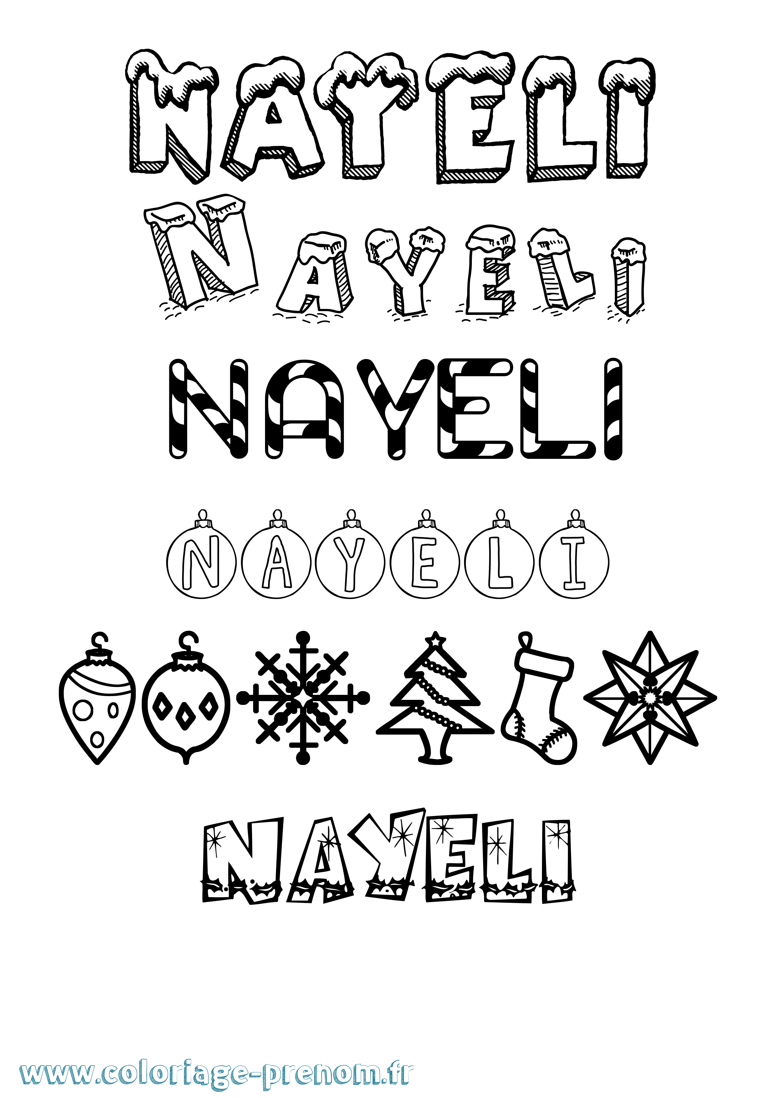Coloriage prénom Nayeli Noël