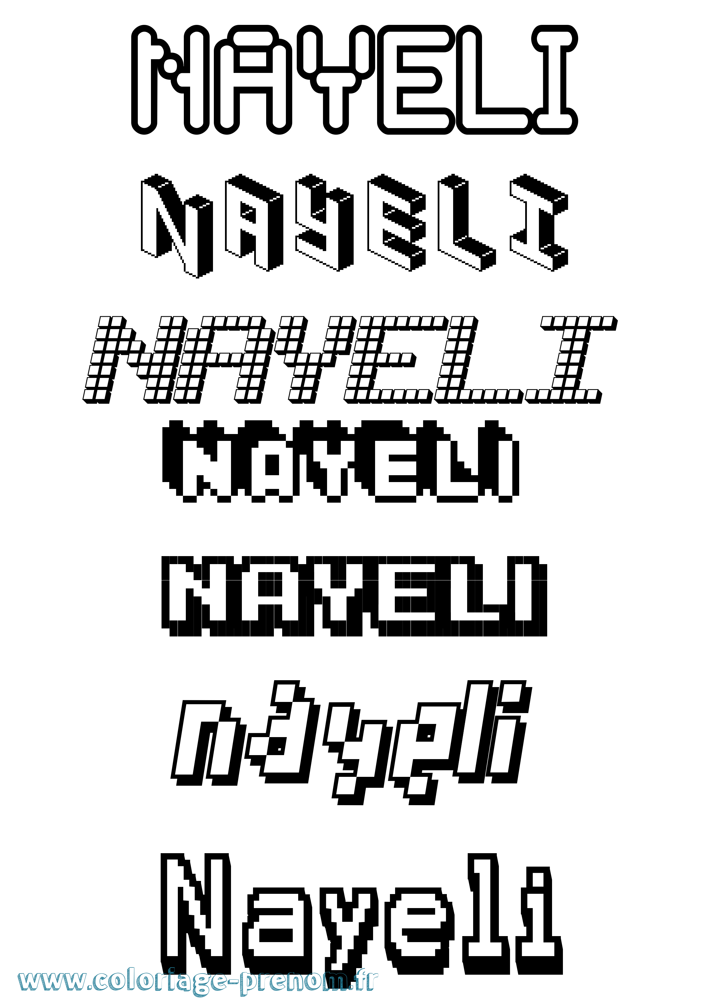 Coloriage prénom Nayeli Pixel