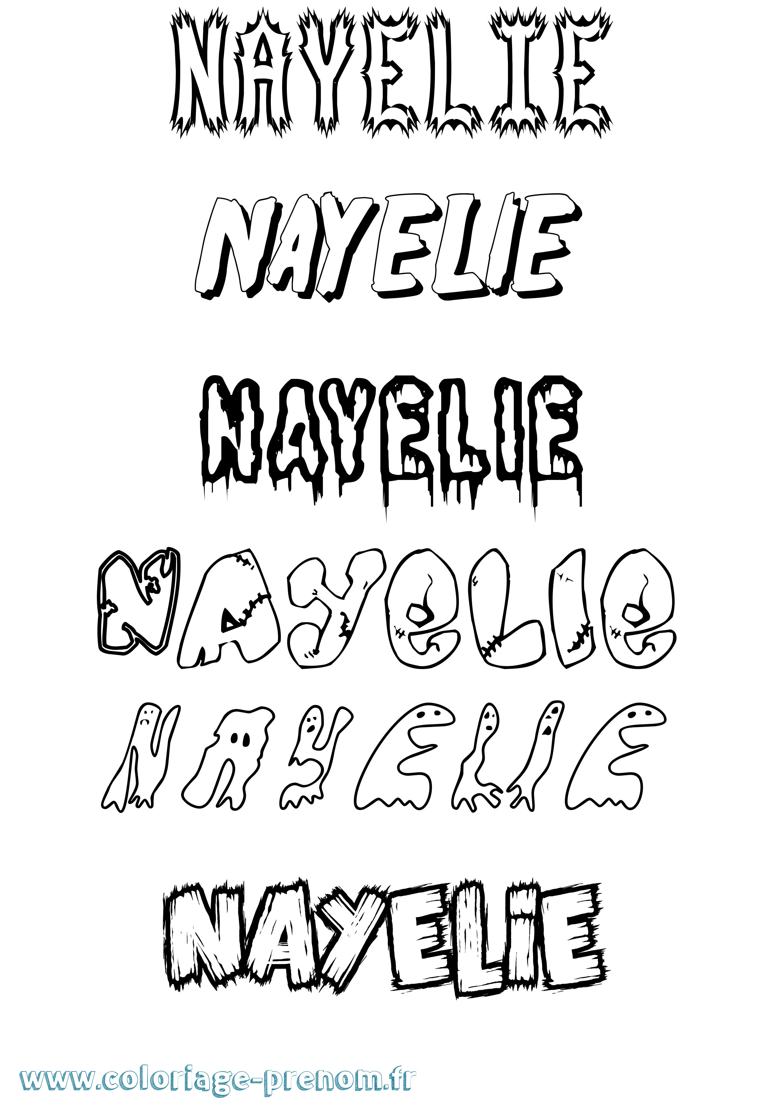 Coloriage prénom Nayelie Frisson