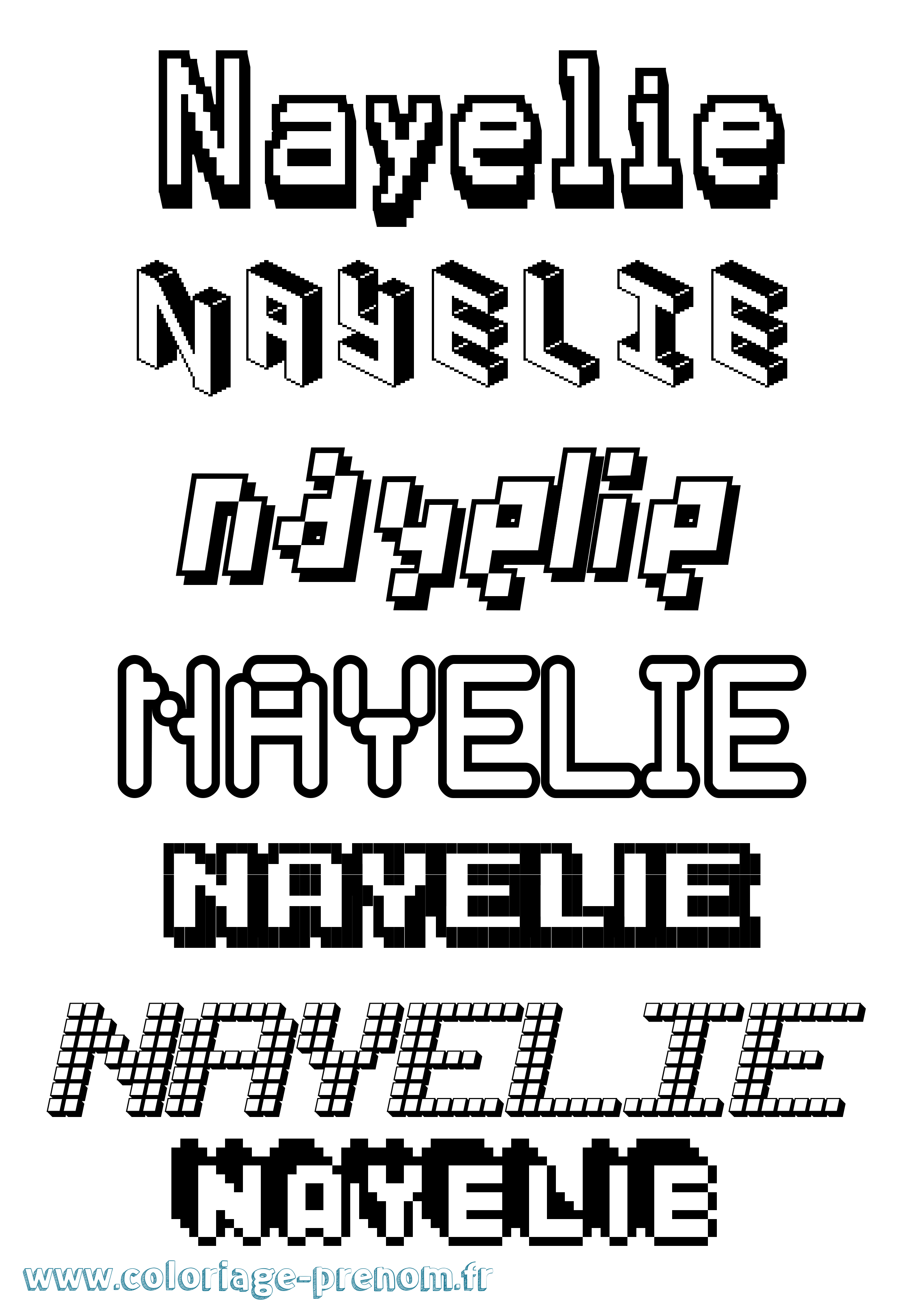 Coloriage prénom Nayelie Pixel