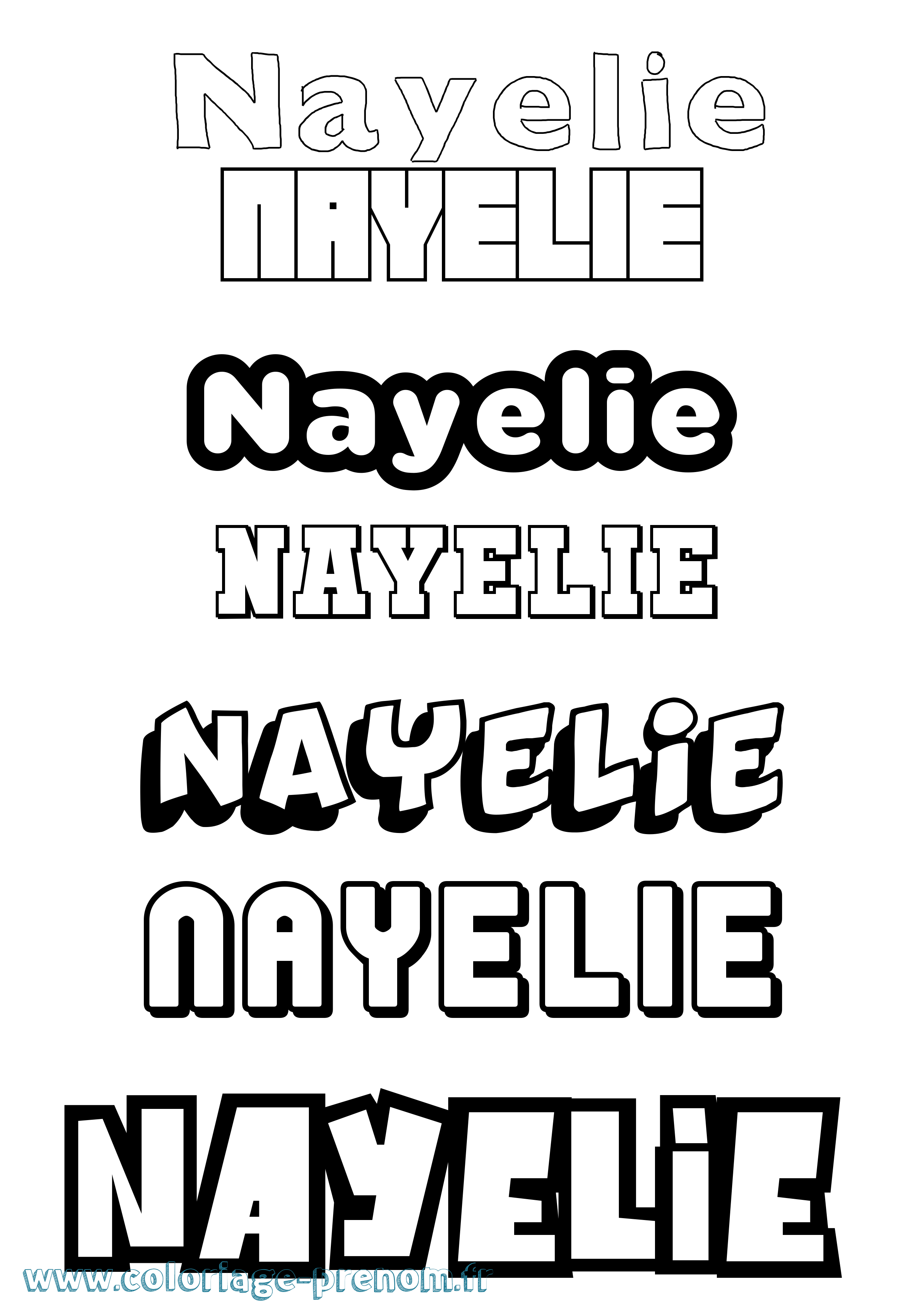 Coloriage prénom Nayelie Simple