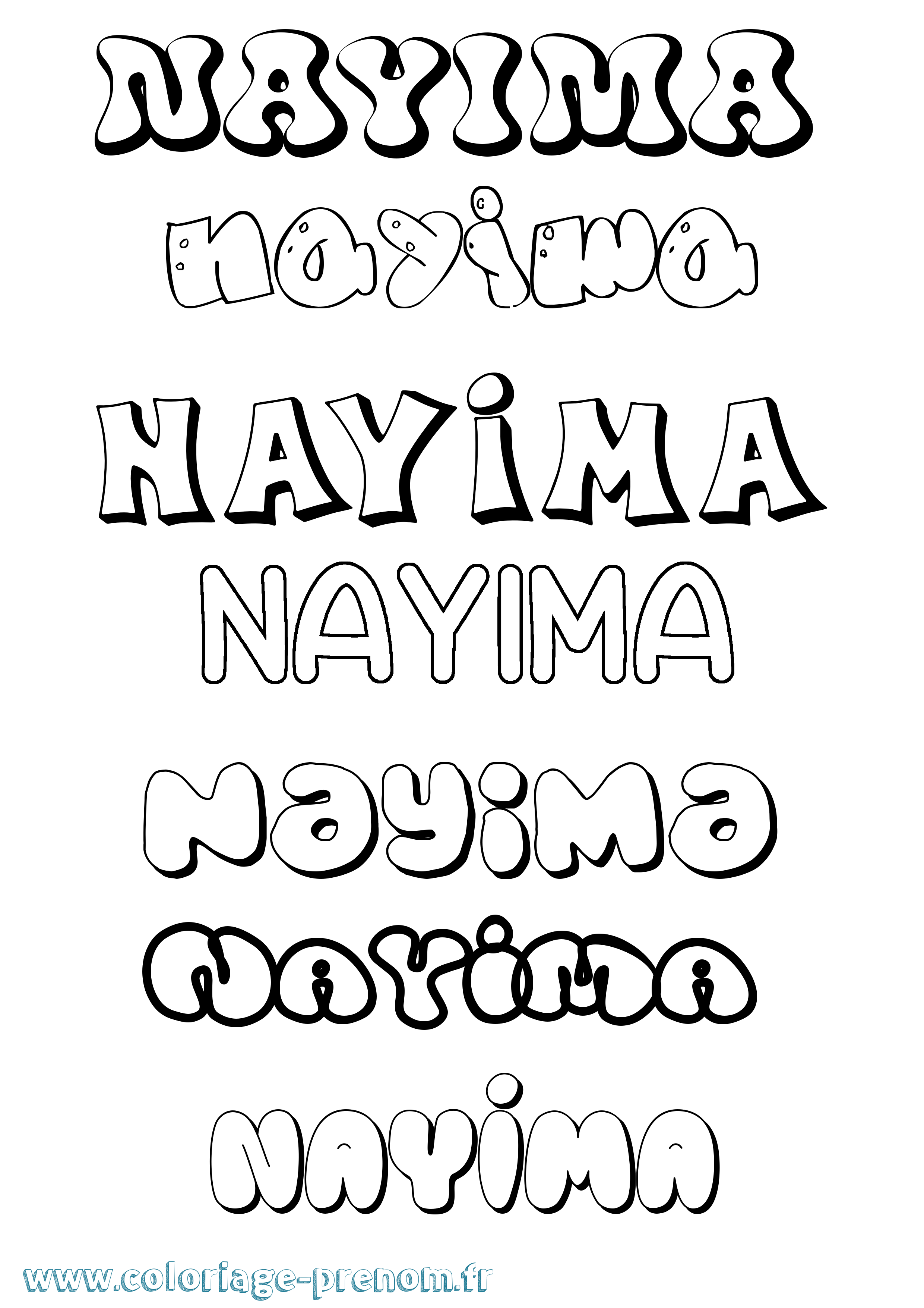 Coloriage Nayima Bubble Coloriage prénom Nayima Bubble