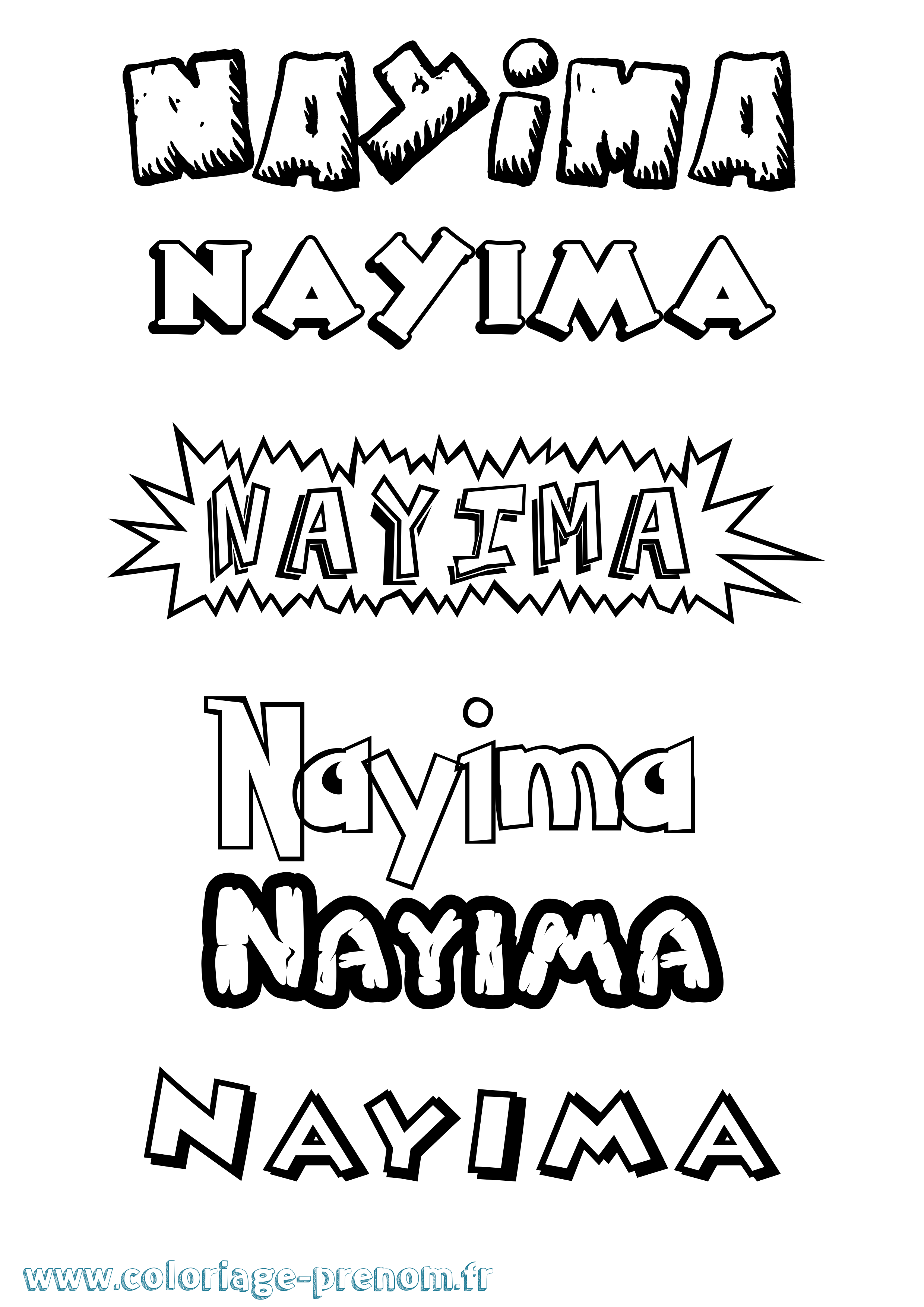 Coloriage Nayima Dessin Animé Coloriage prénom Nayima Dessin Animé