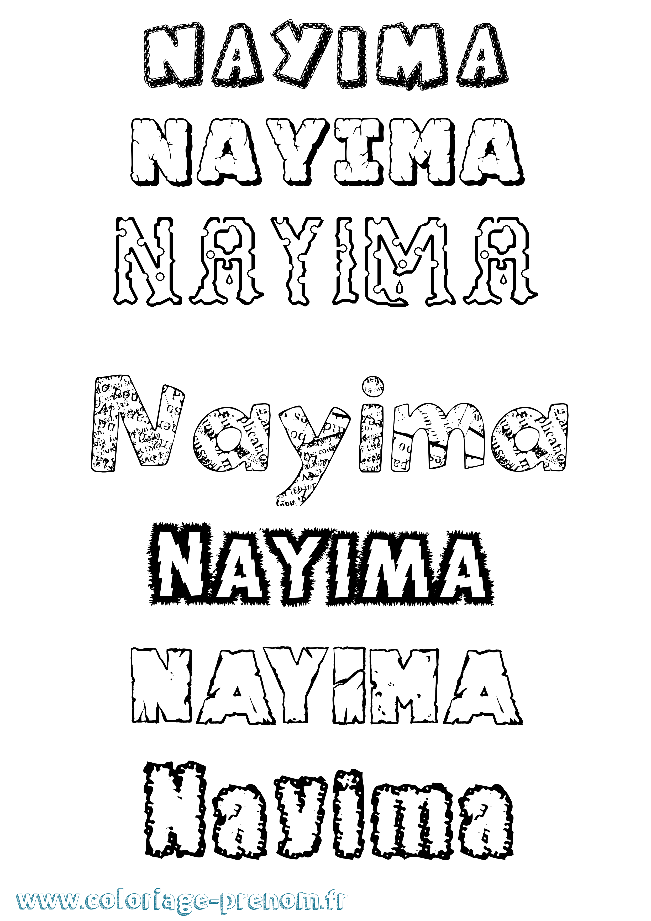 Coloriage Nayima Destructuré Coloriage prénom Nayima Destructuré