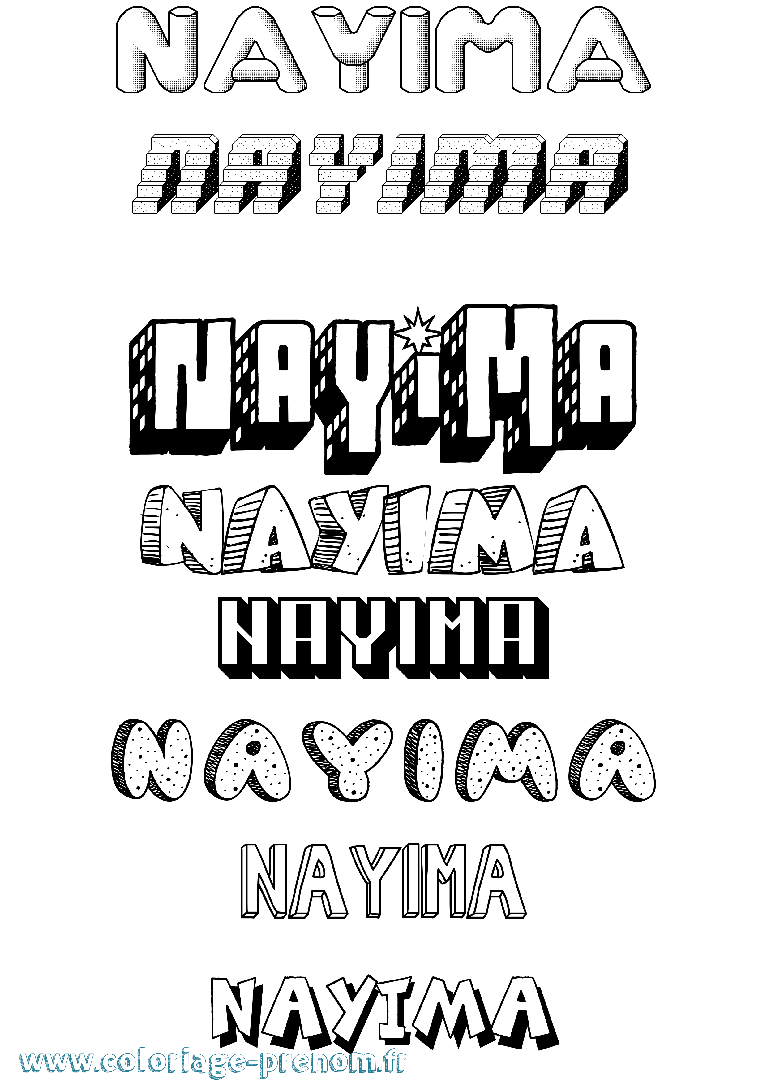 Coloriage Nayima Effet 3D Coloriage prénom Nayima Effet 3D