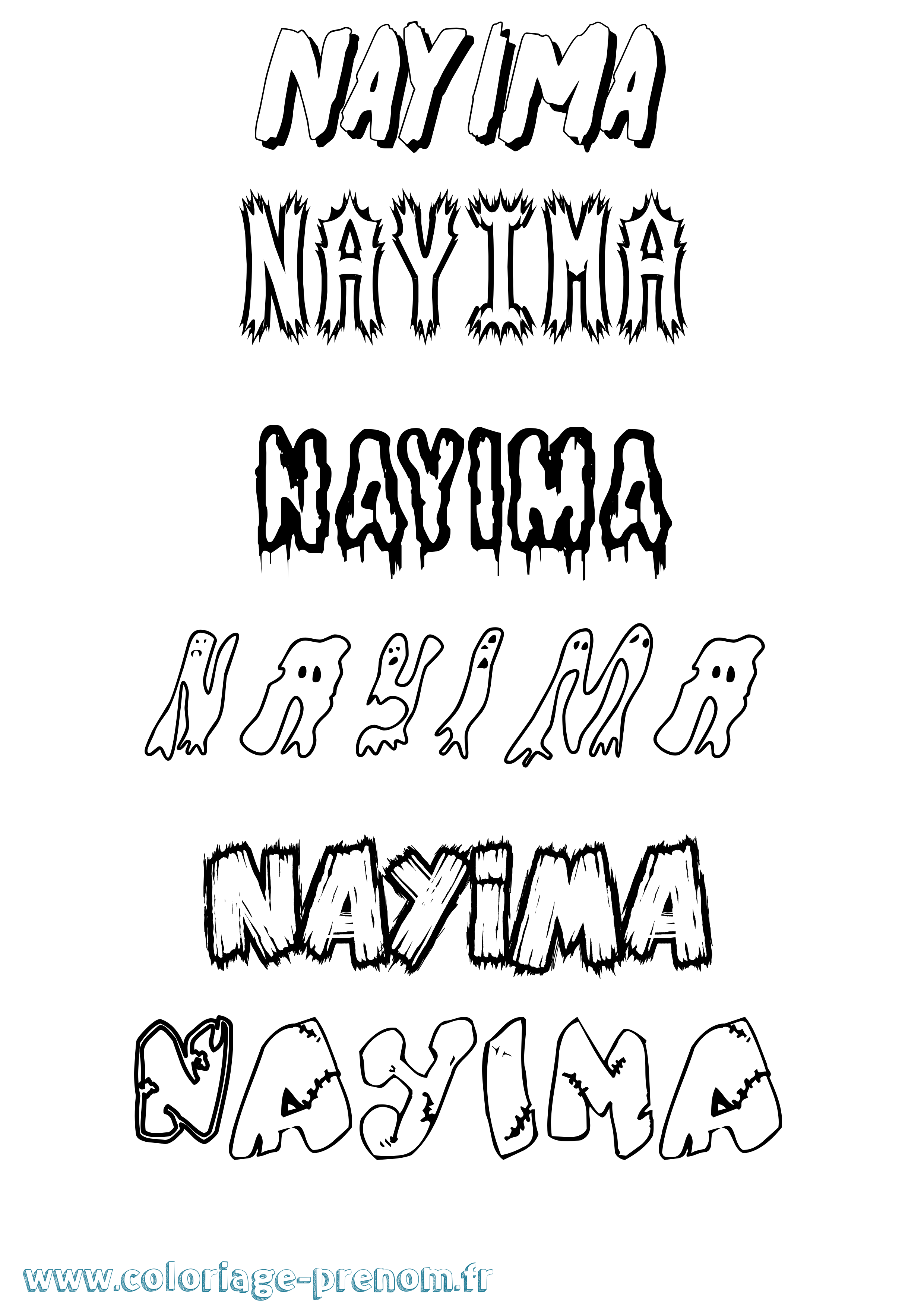 Coloriage Nayima Frisson Coloriage prénom Nayima Frisson