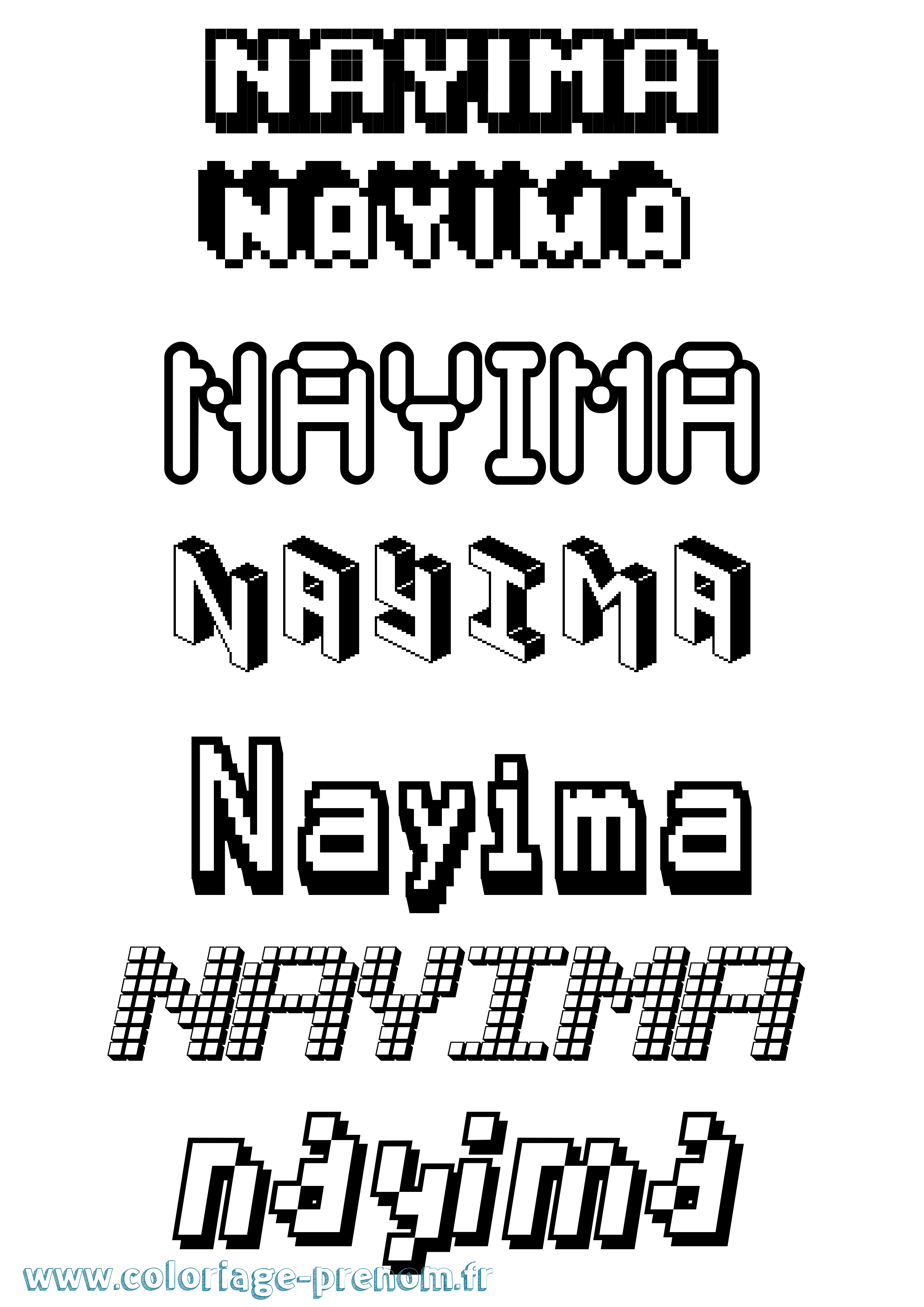 Coloriage Nayima Pixel Coloriage prénom Nayima Pixel