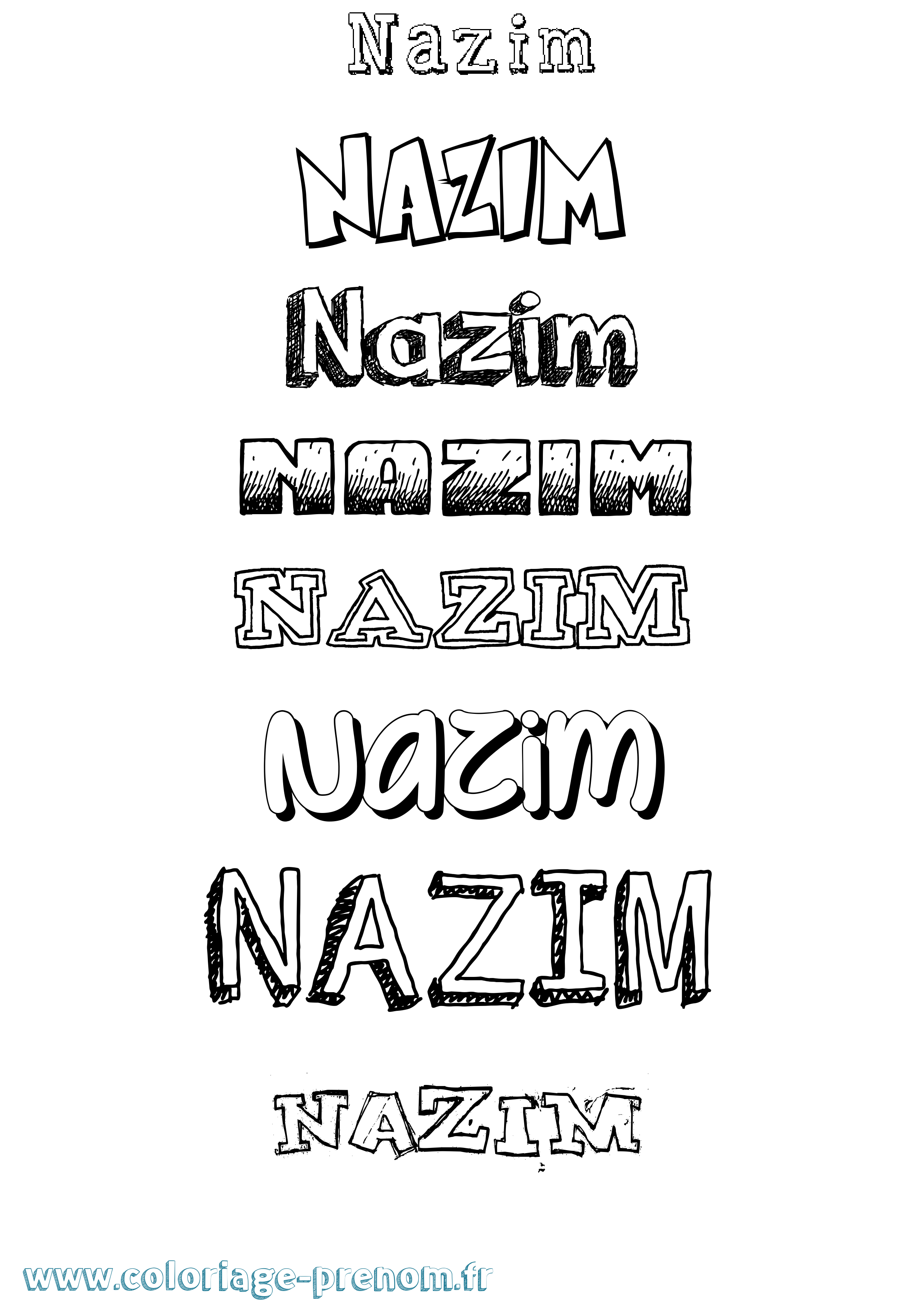 Coloriage prénom Nazim Dessiné