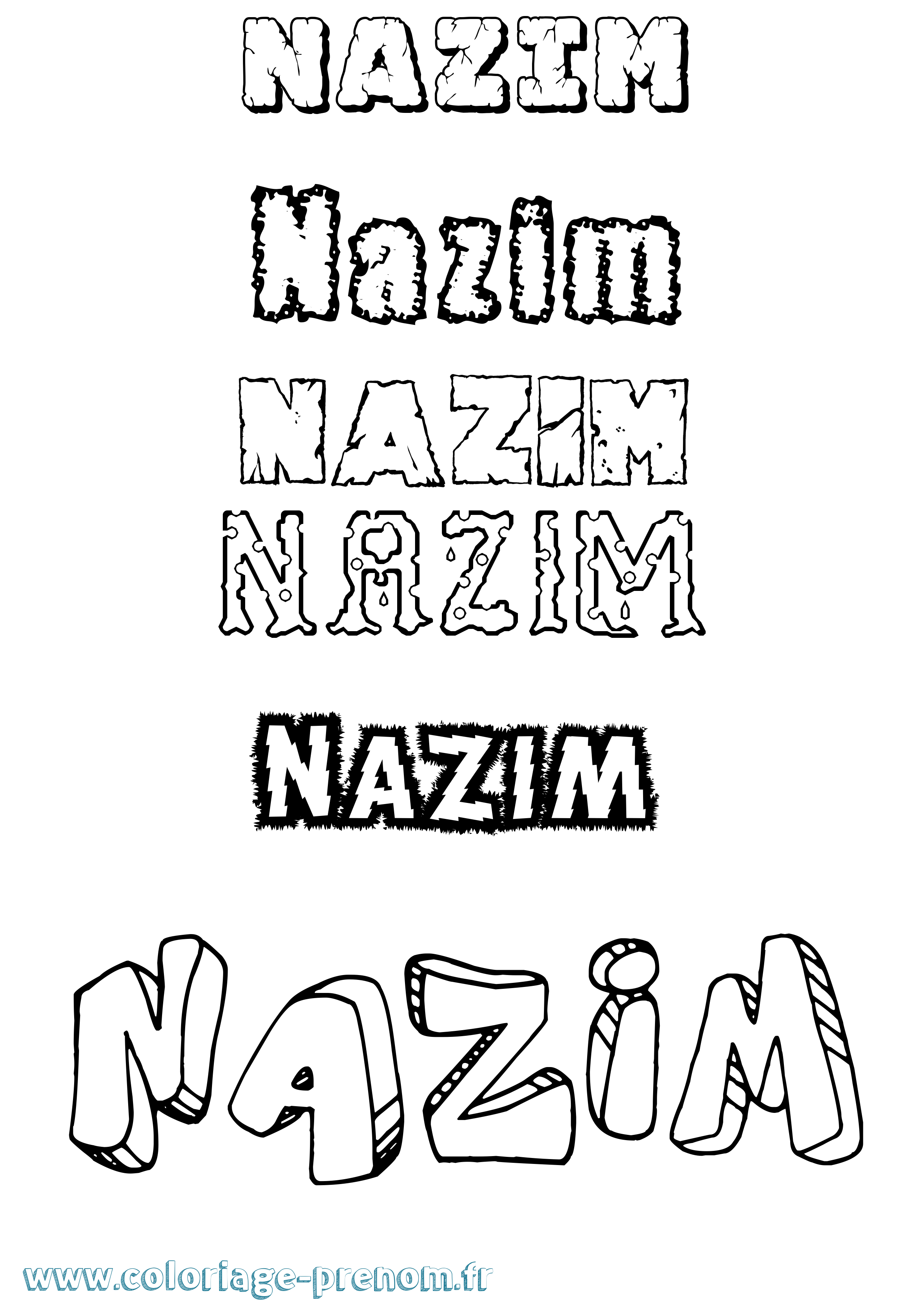 Coloriage prénom Nazim Destructuré