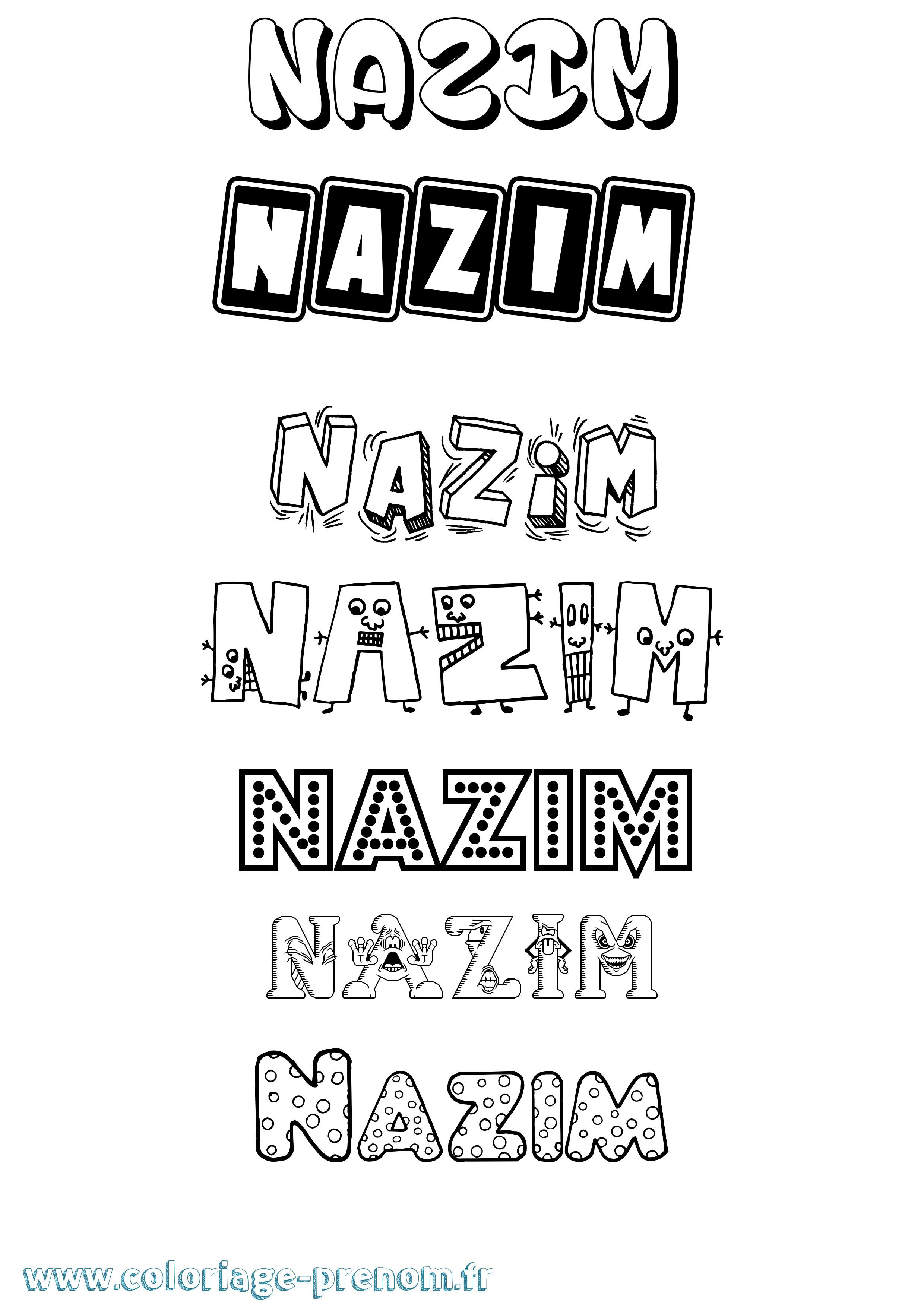 Coloriage prénom Nazim Fun