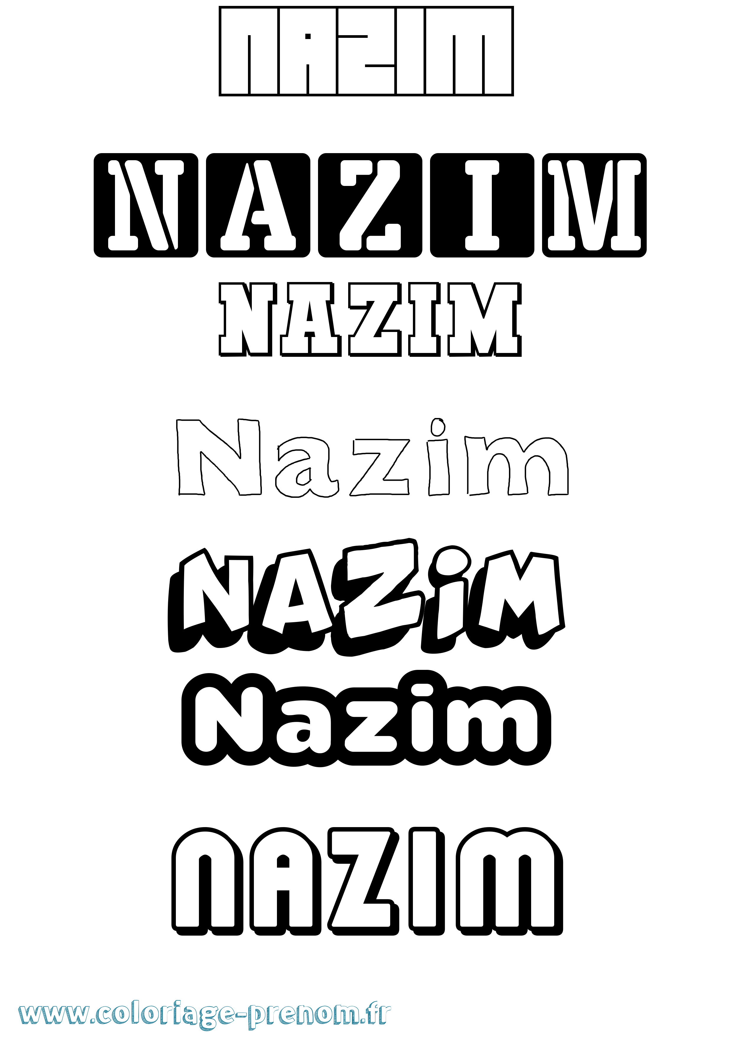 Coloriage prénom Nazim Simple