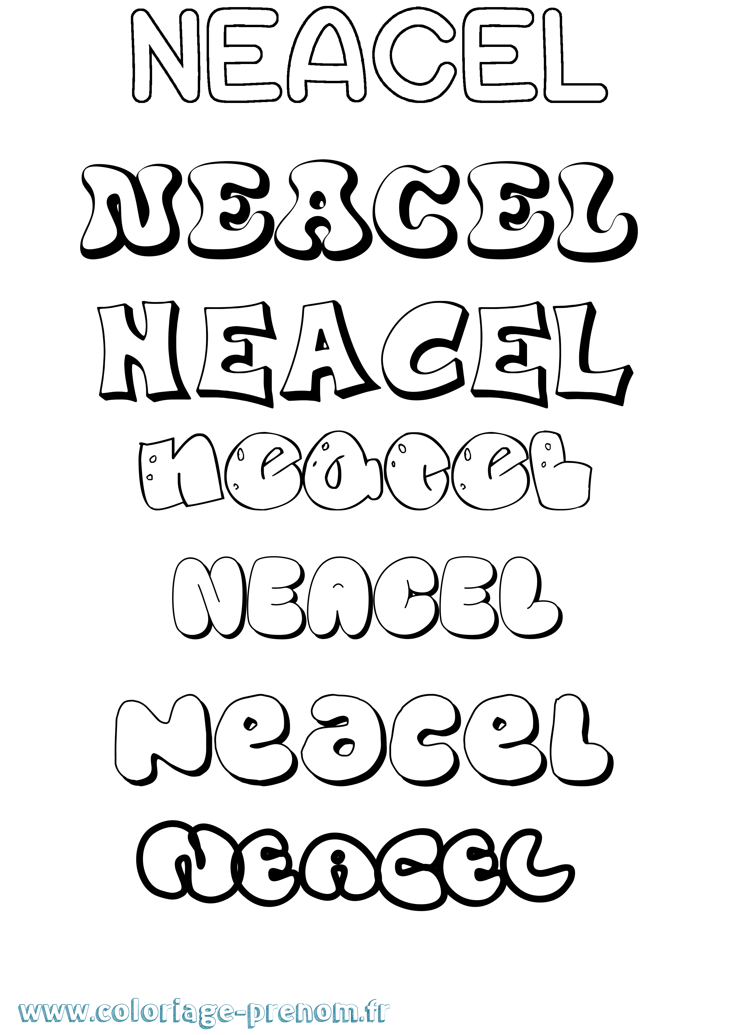 Coloriage Neacel Bubble Coloriage prénom Neacel Bubble