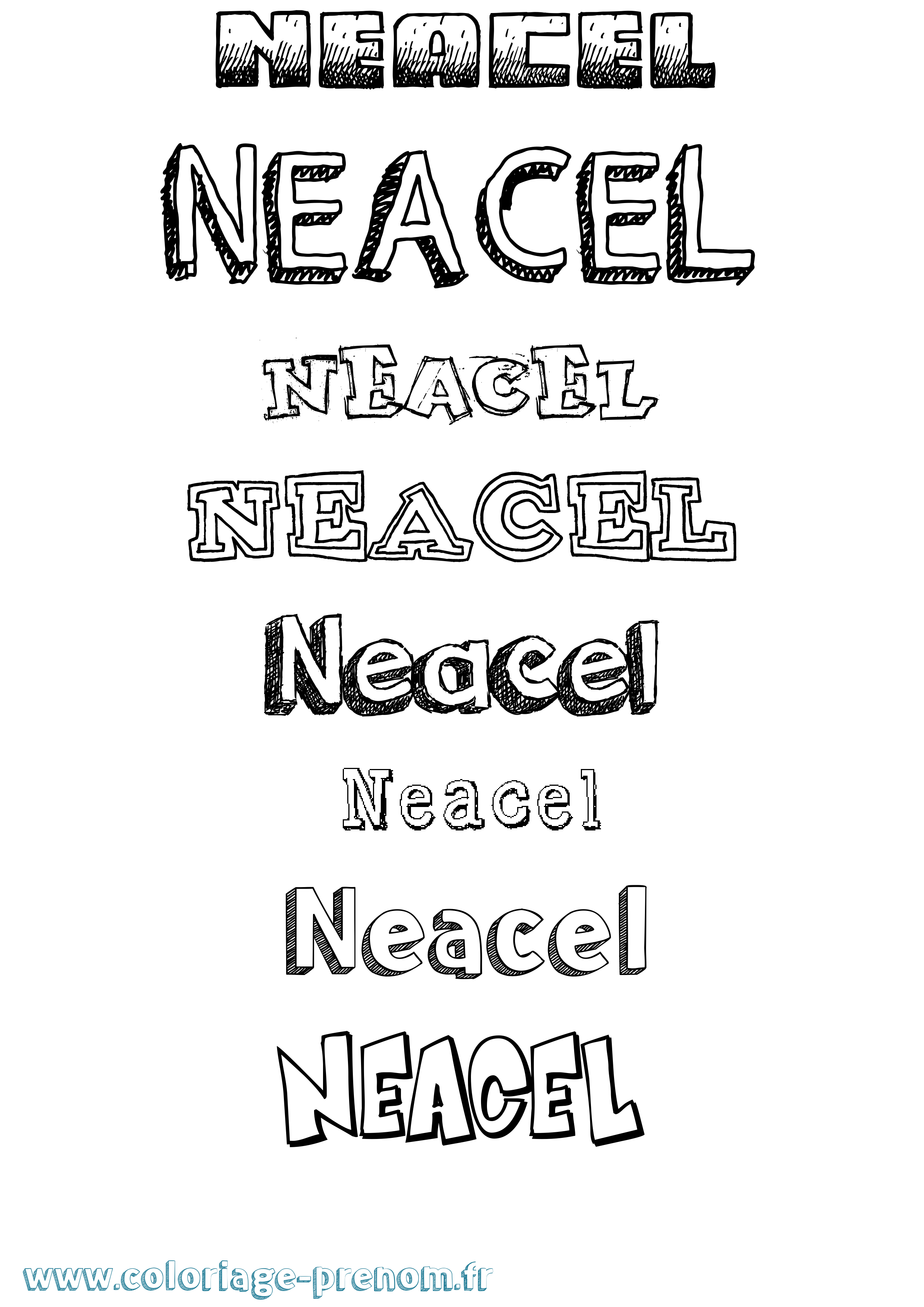 Coloriage Neacel Dessiné Coloriage prénom Neacel Dessiné