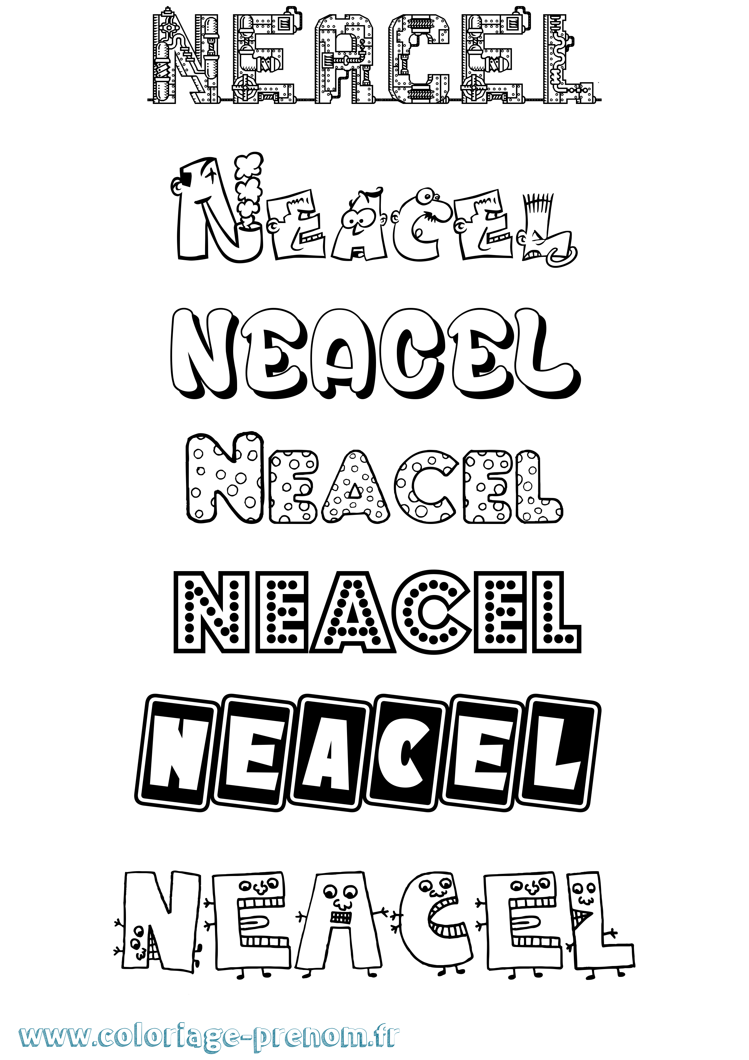Coloriage Neacel Fun Coloriage prénom Neacel Fun