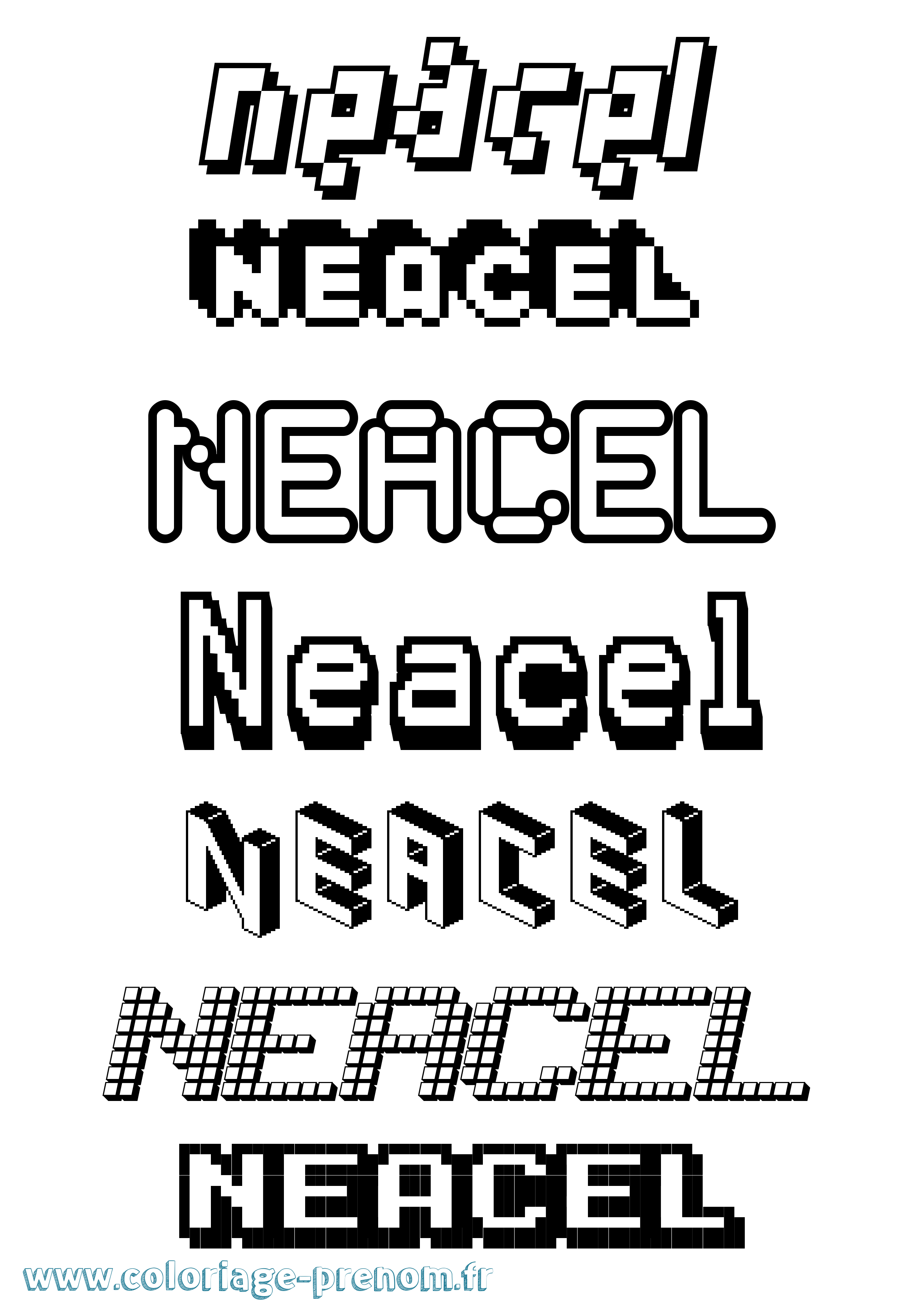 Coloriage Neacel Pixel Coloriage prénom Neacel Pixel