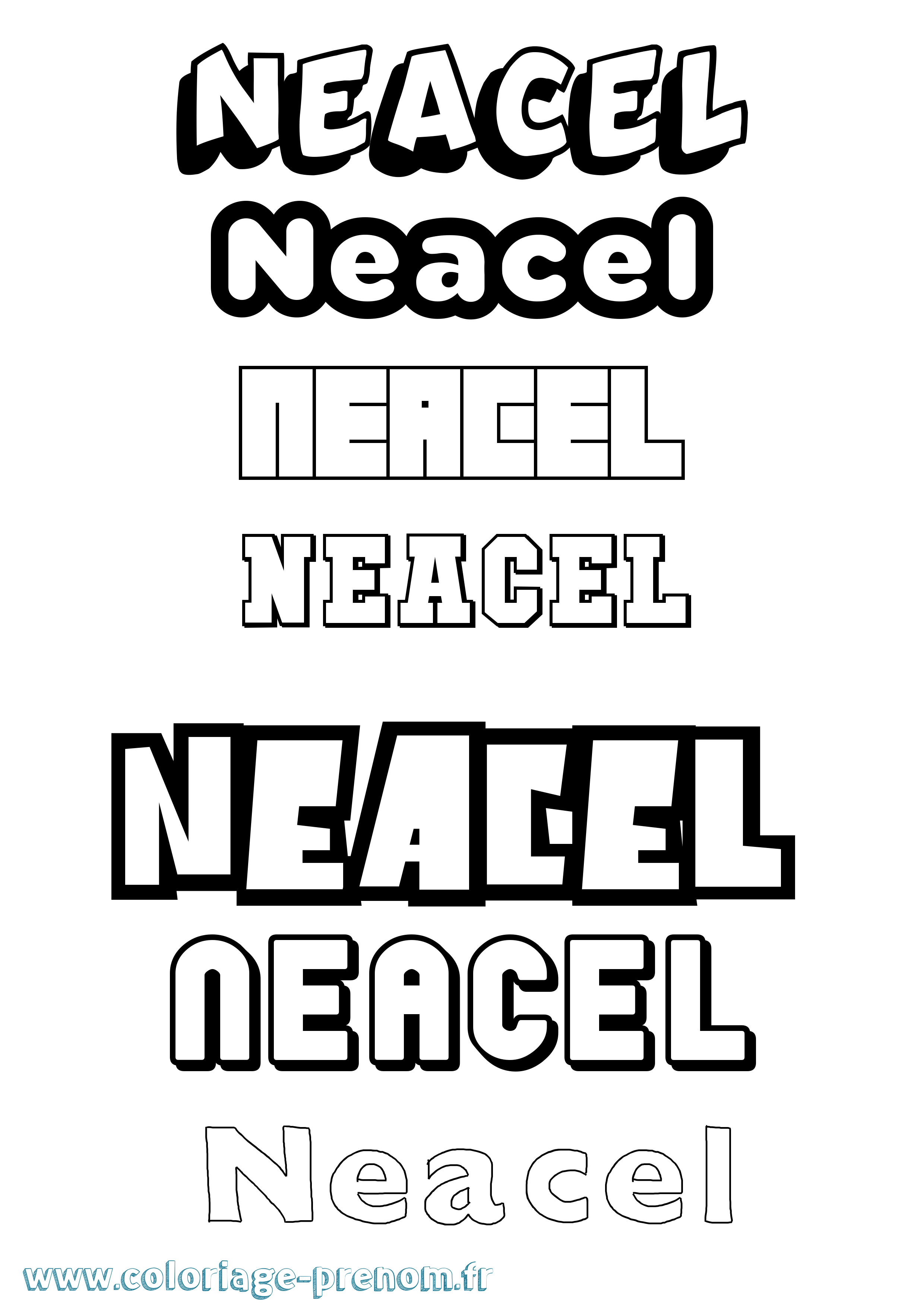 Coloriage Neacel Simple Coloriage prénom Neacel Simple