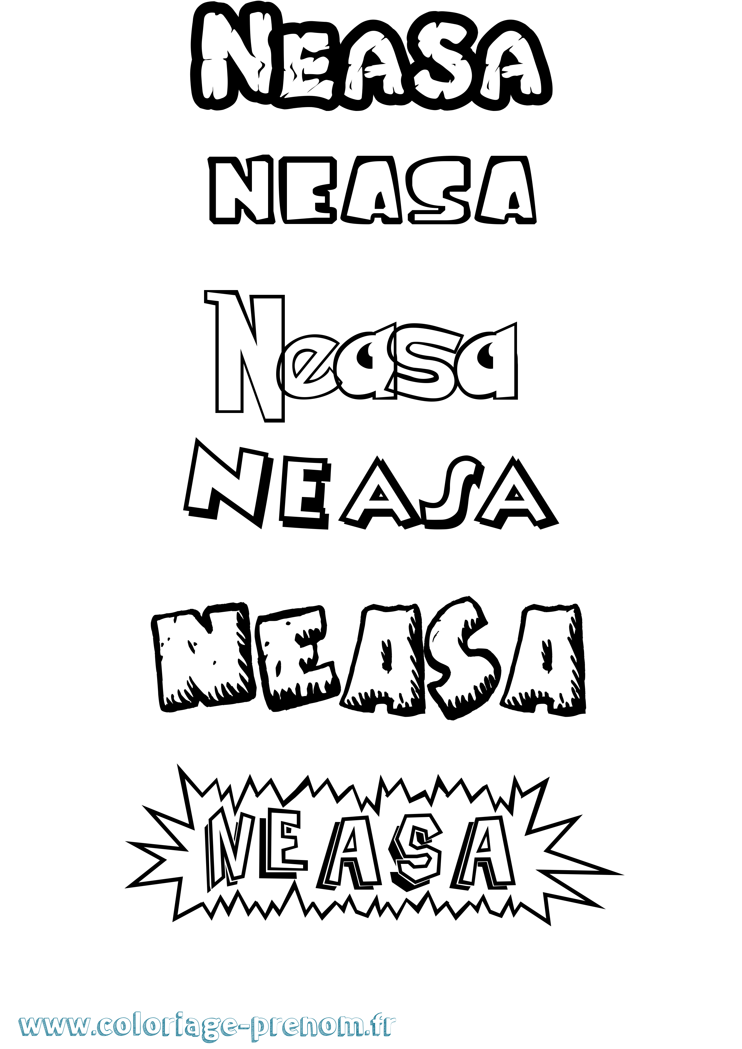 Coloriage prénom Neasa Dessin Animé