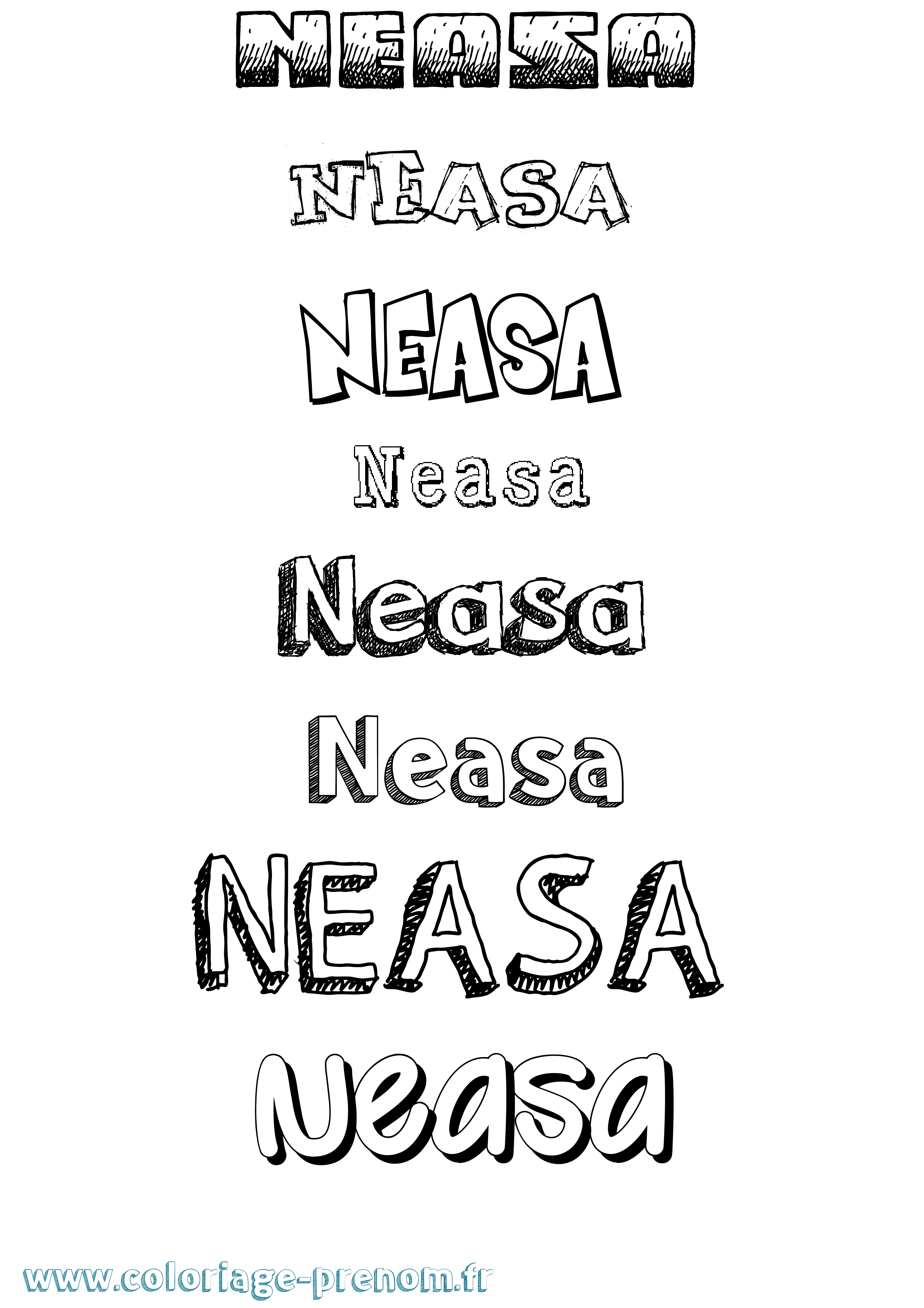 Coloriage Neasa Dessiné Coloriage prénom Neasa Dessiné