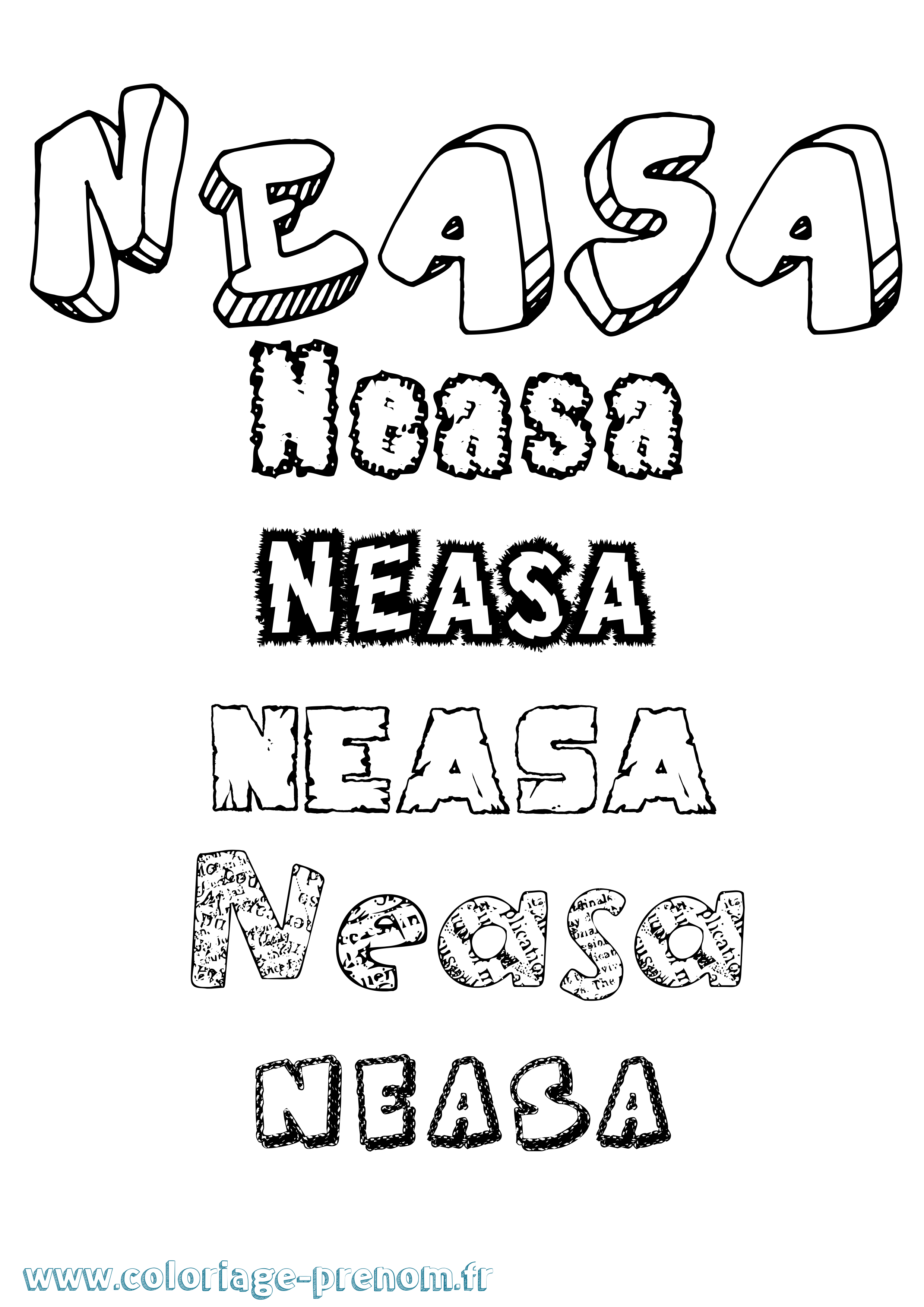Coloriage prénom Neasa Destructuré