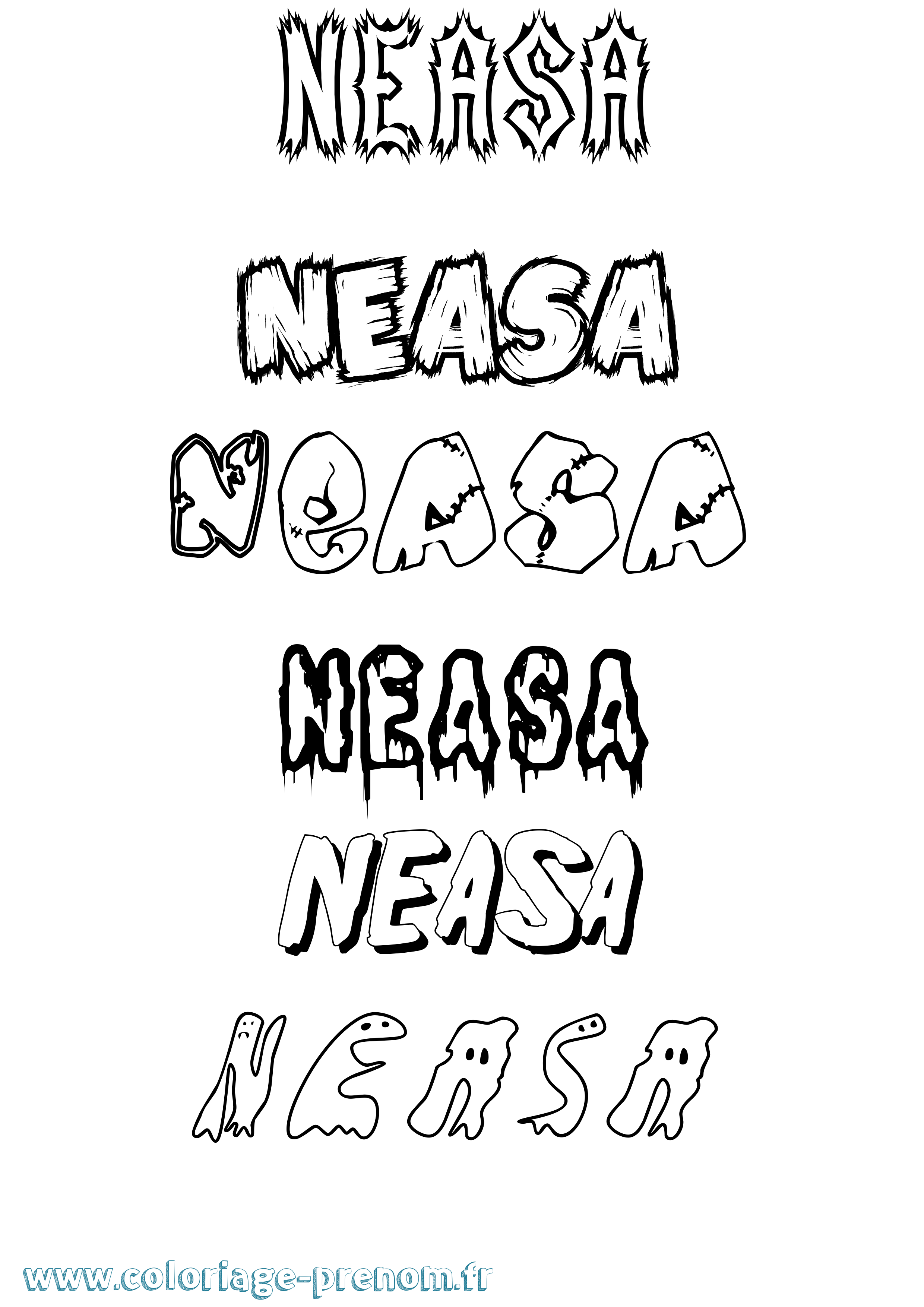 Coloriage Neasa Frisson Coloriage prénom Neasa Frisson