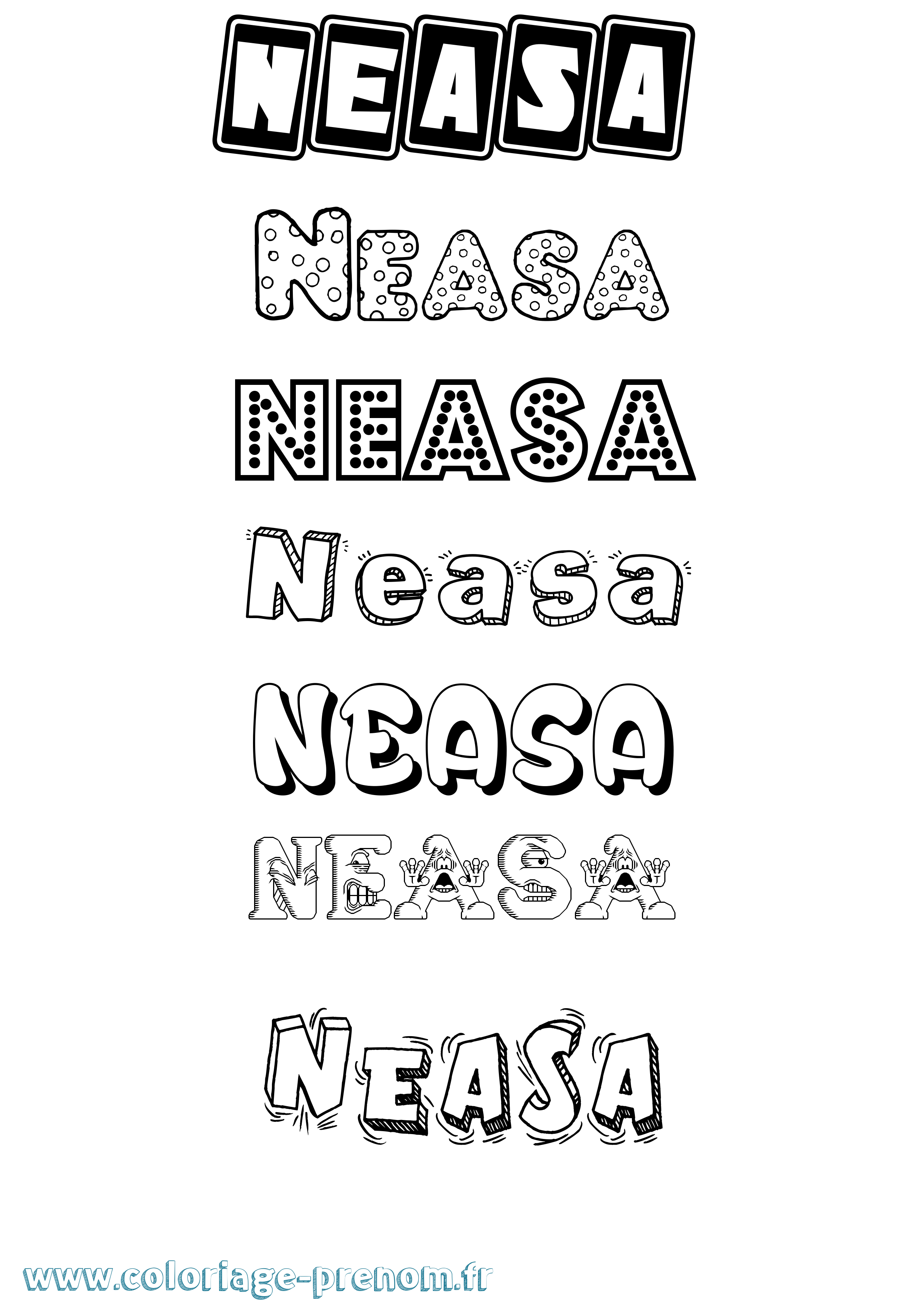 Coloriage prénom Neasa Fun