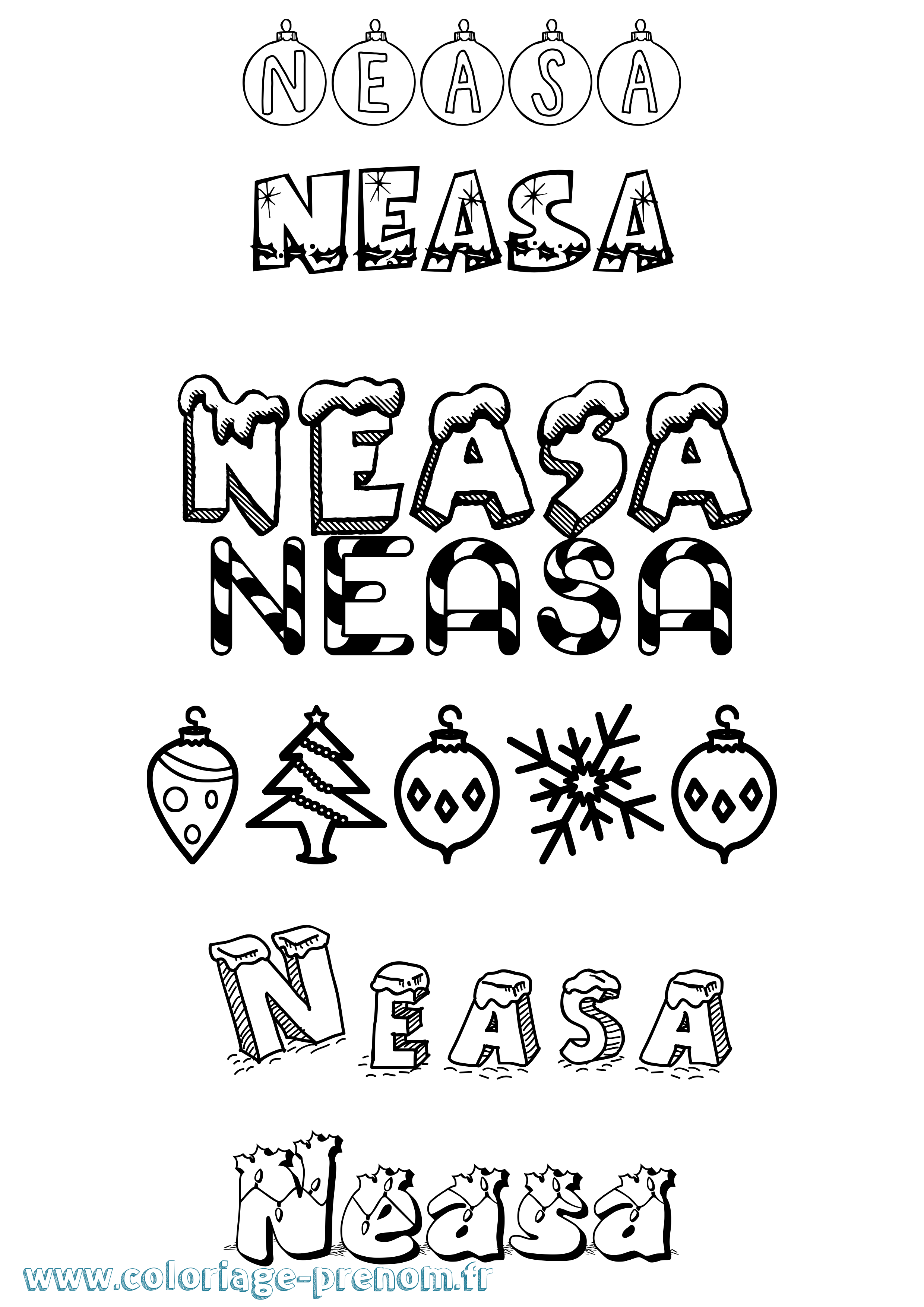 Coloriage prénom Neasa Noël