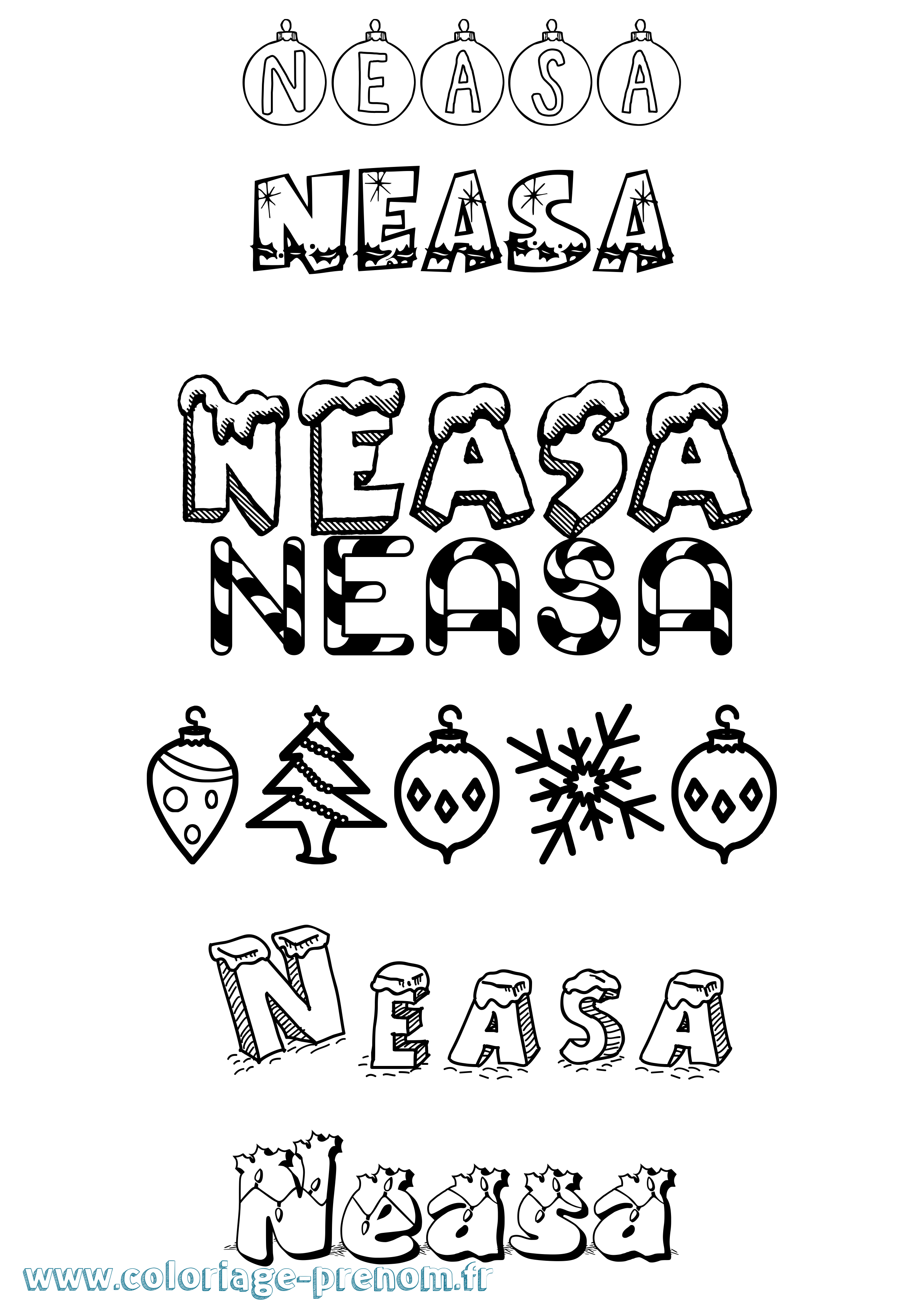 Coloriage Neasa Noël Coloriage prénom Neasa Noël