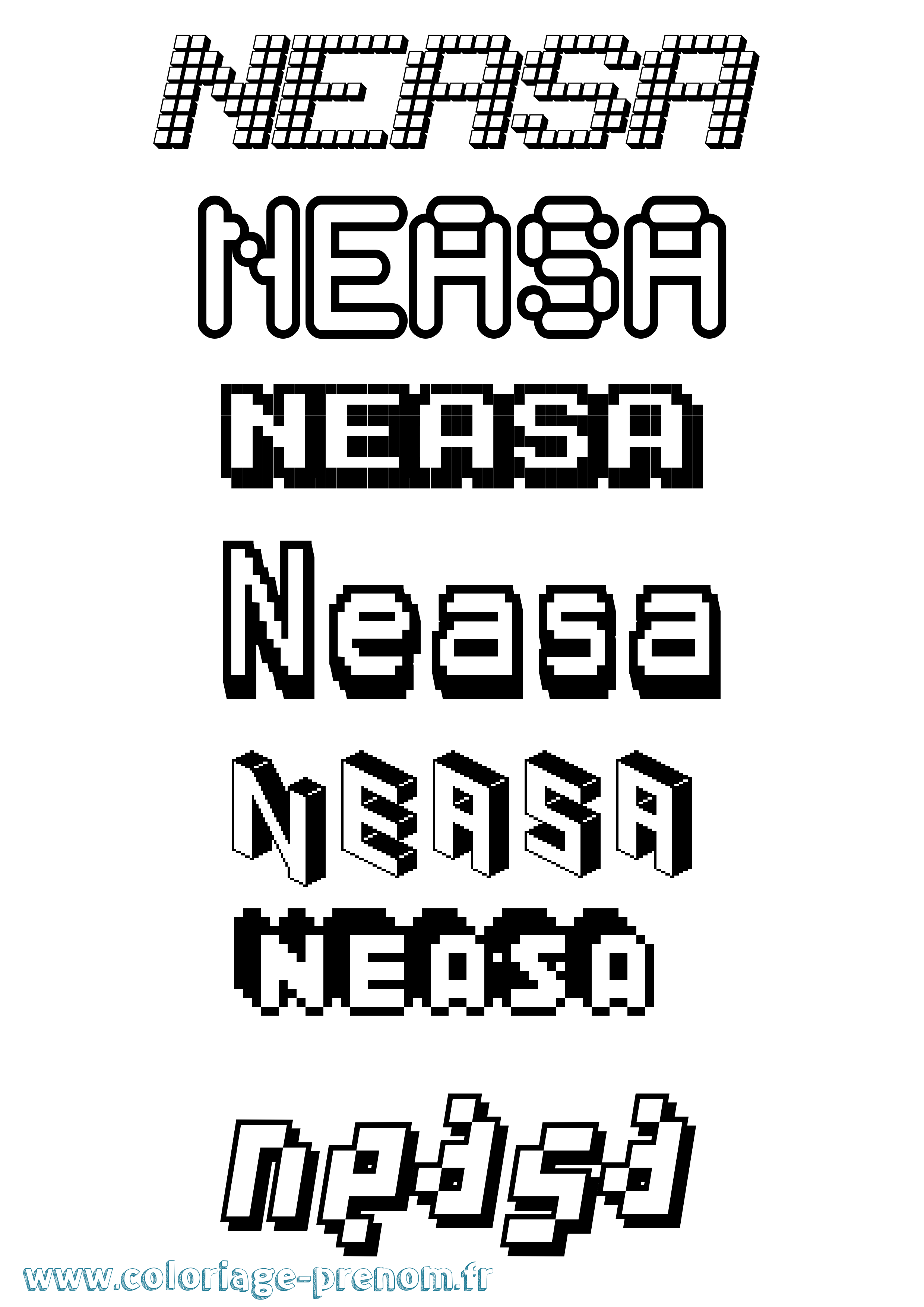 Coloriage Neasa Pixel Coloriage prénom Neasa Pixel
