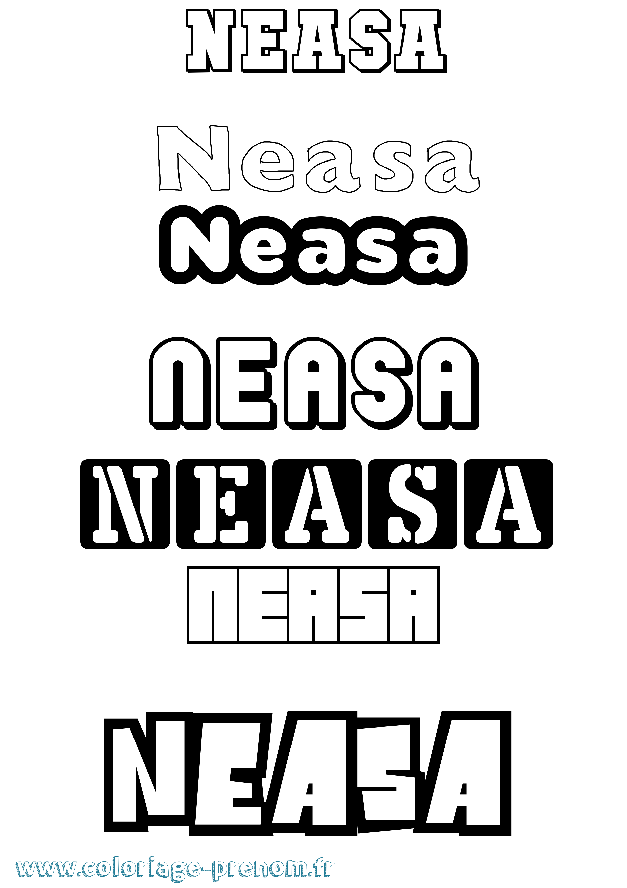 Coloriage Neasa Simple Coloriage prénom Neasa Simple