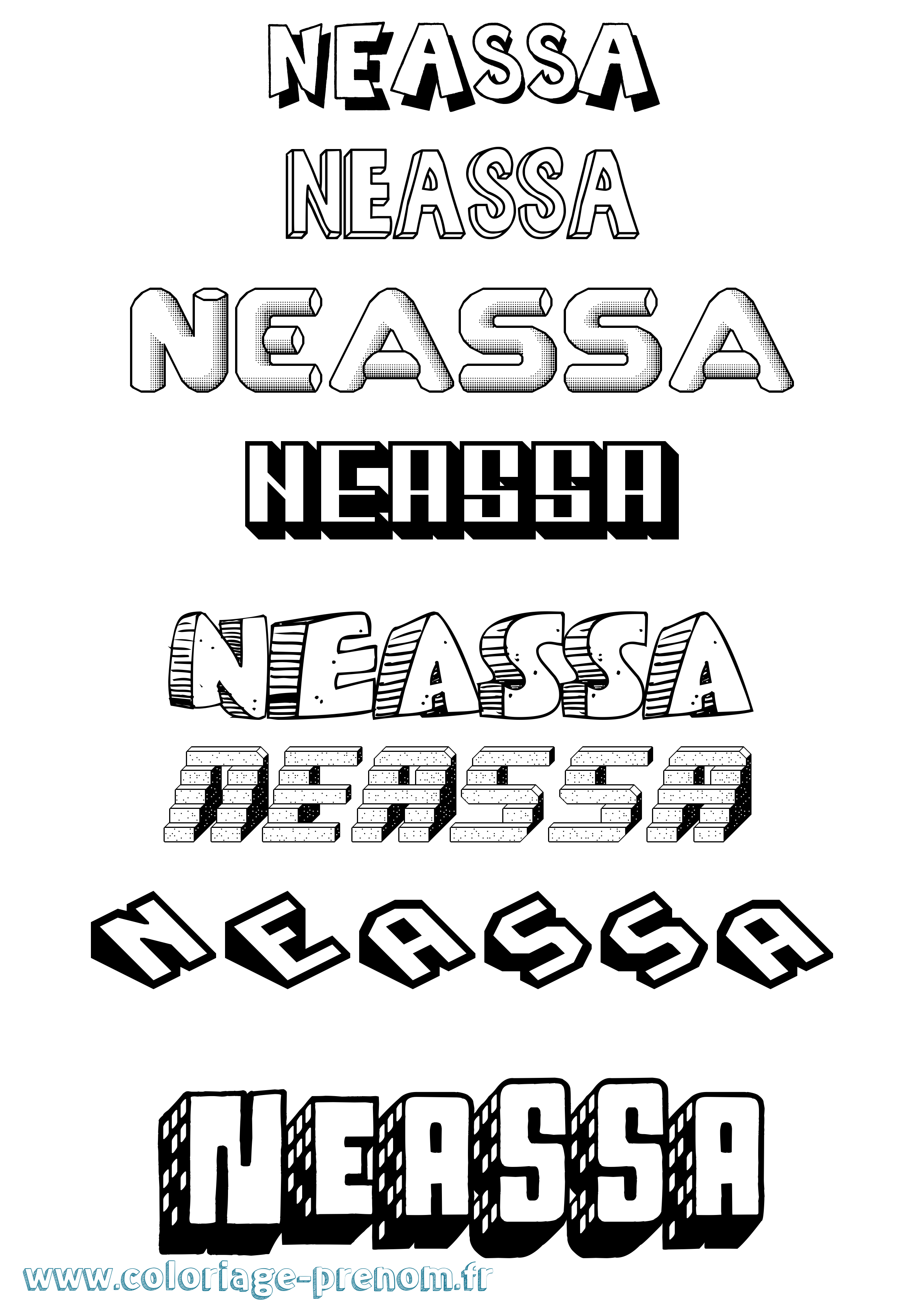 Coloriage prénom Neassa Effet 3D