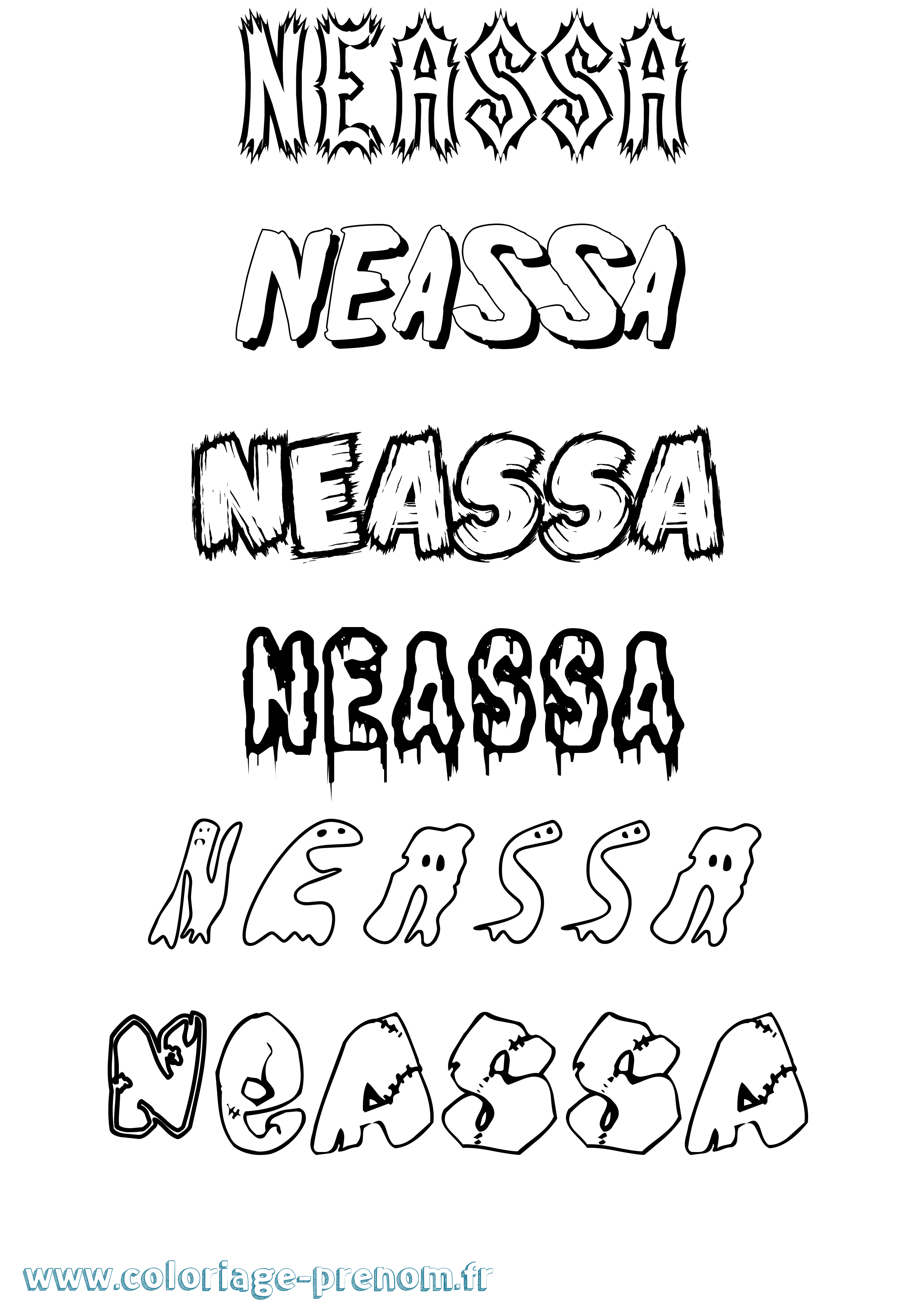 Coloriage prénom Neassa Frisson