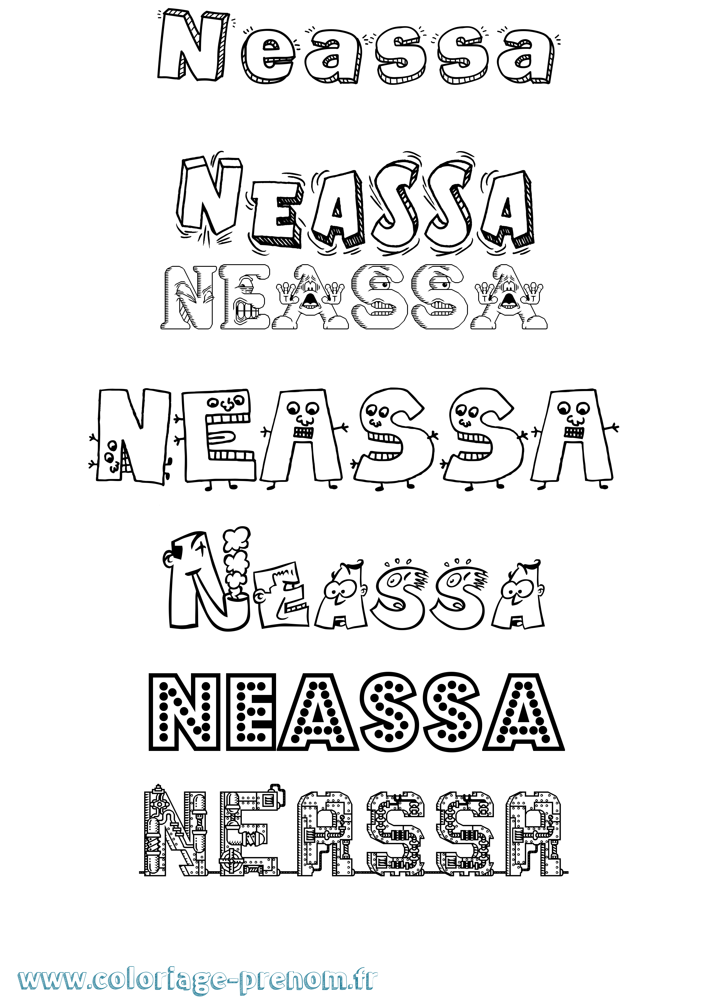 Coloriage prénom Neassa Fun