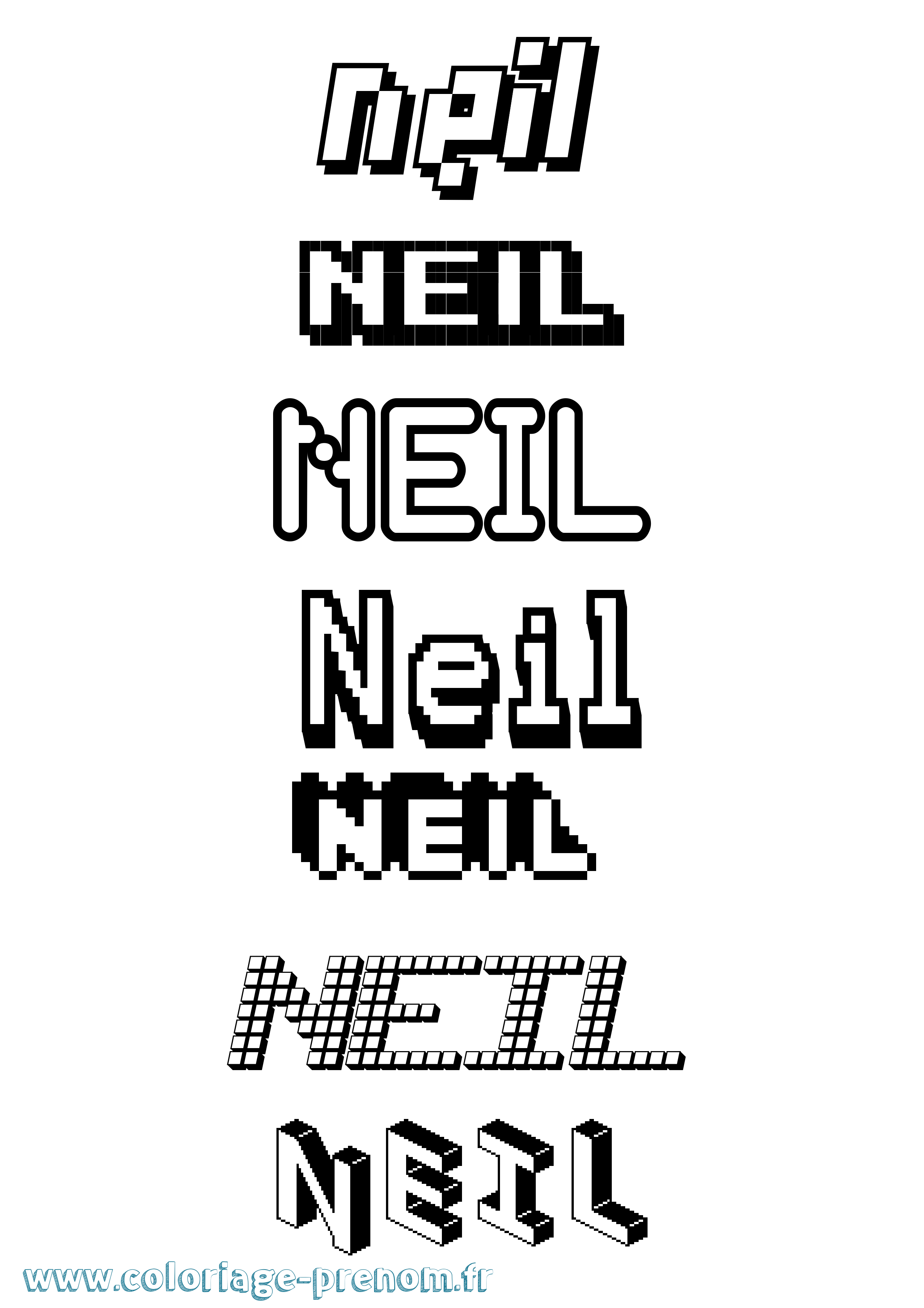 Coloriage prénom Neil Pixel