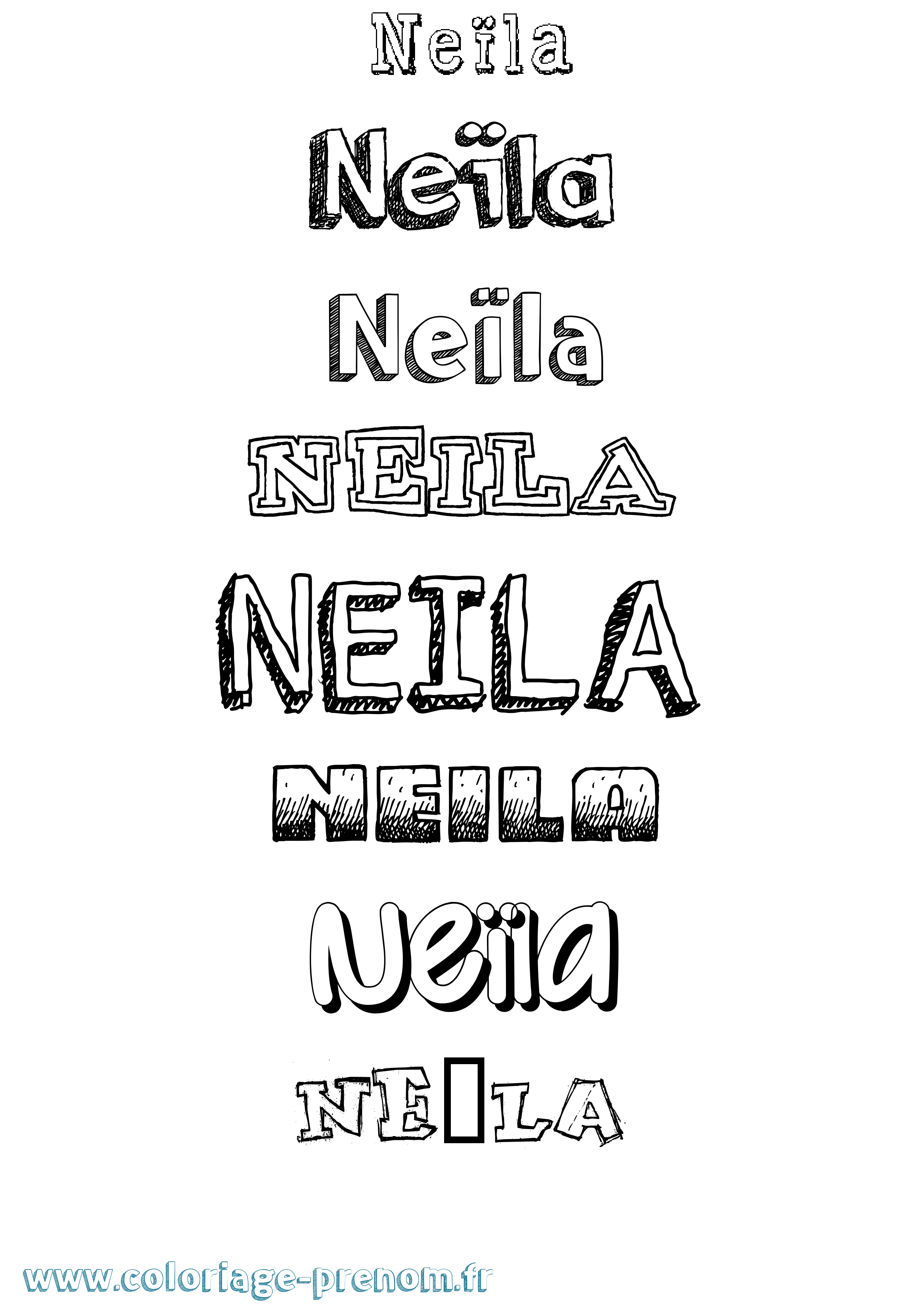Coloriage prénom Neïla Dessiné