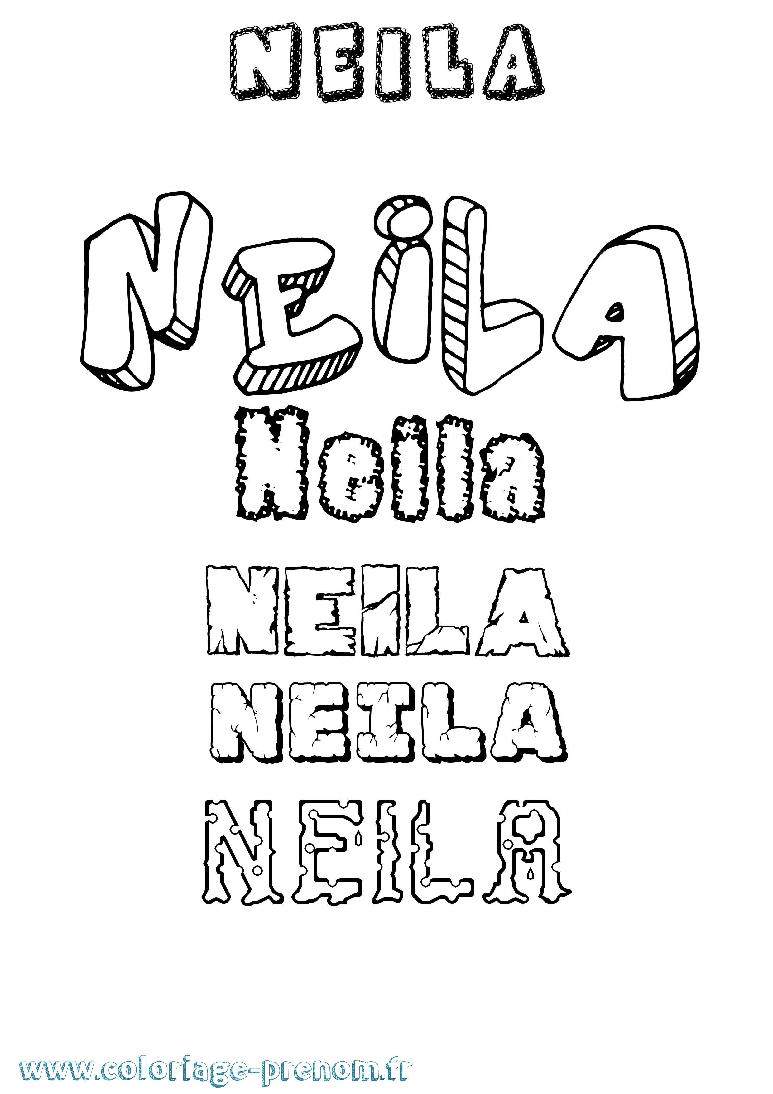 Coloriage prénom Neïla Destructuré