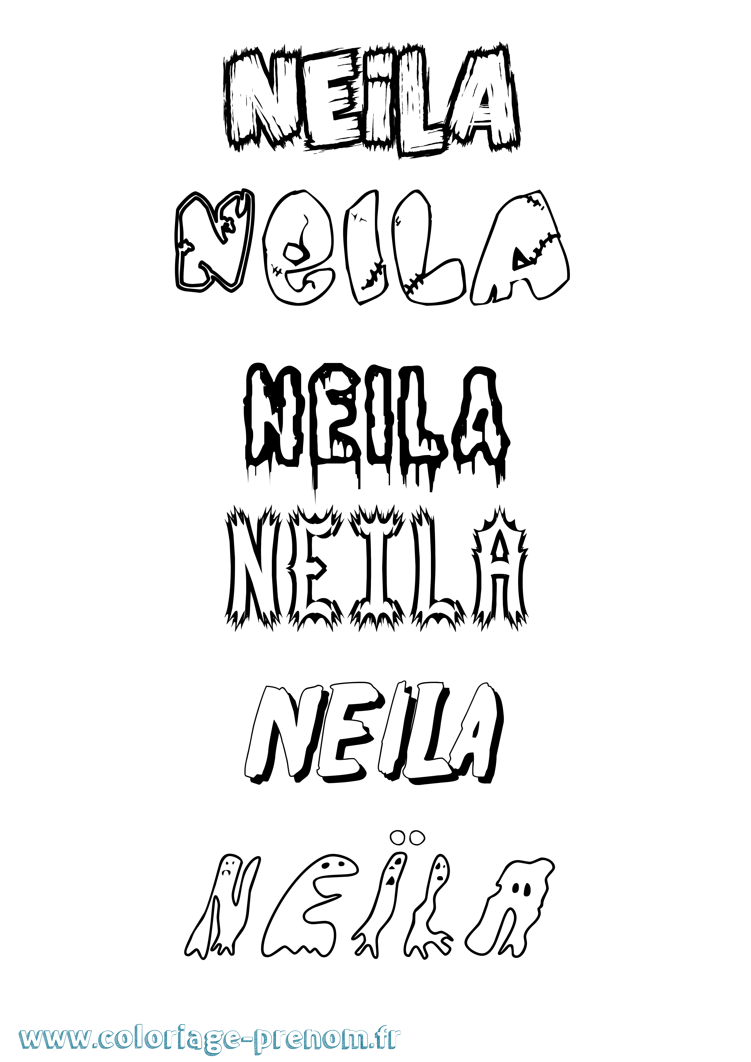 Coloriage prénom Neïla Frisson