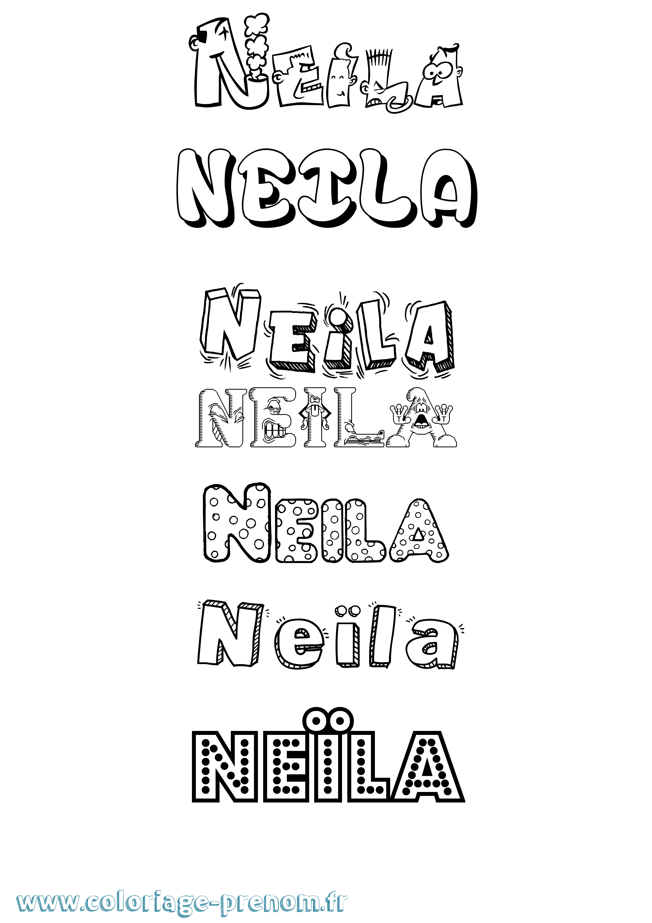 Coloriage prénom Neïla Fun