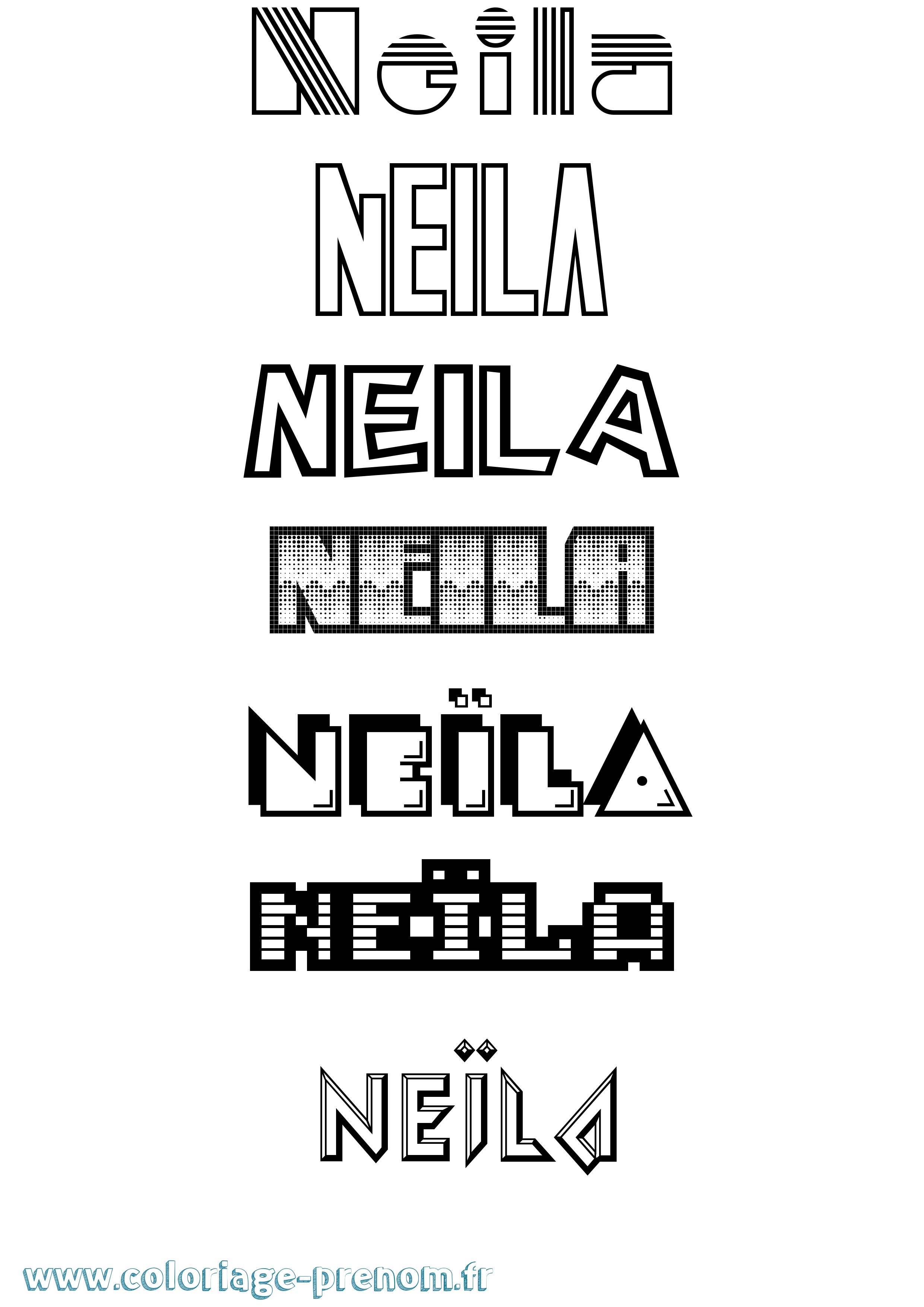 Coloriage prénom Neïla Jeux Vidéos