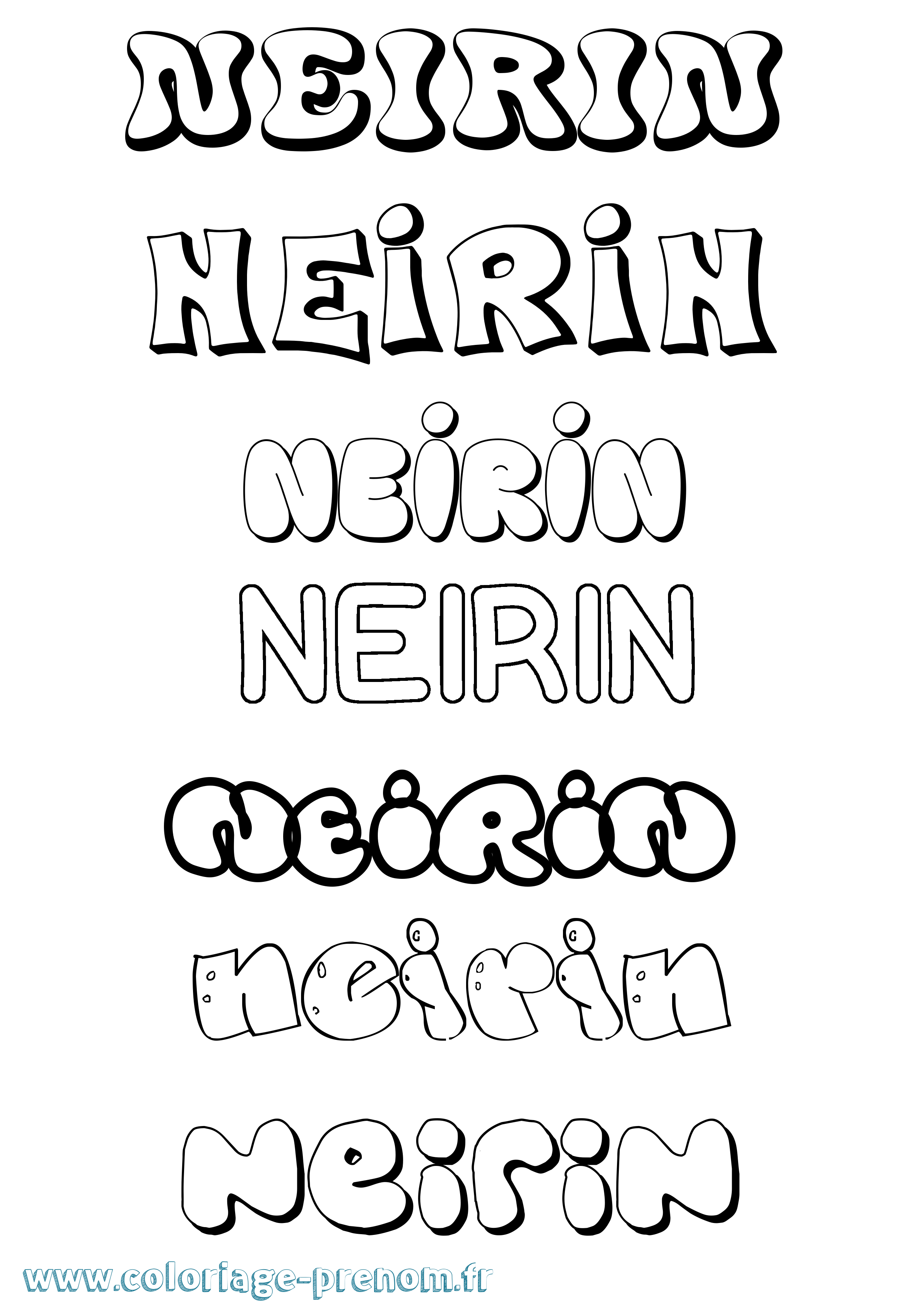 Coloriage Neirin Bubble Coloriage prénom Neirin Bubble