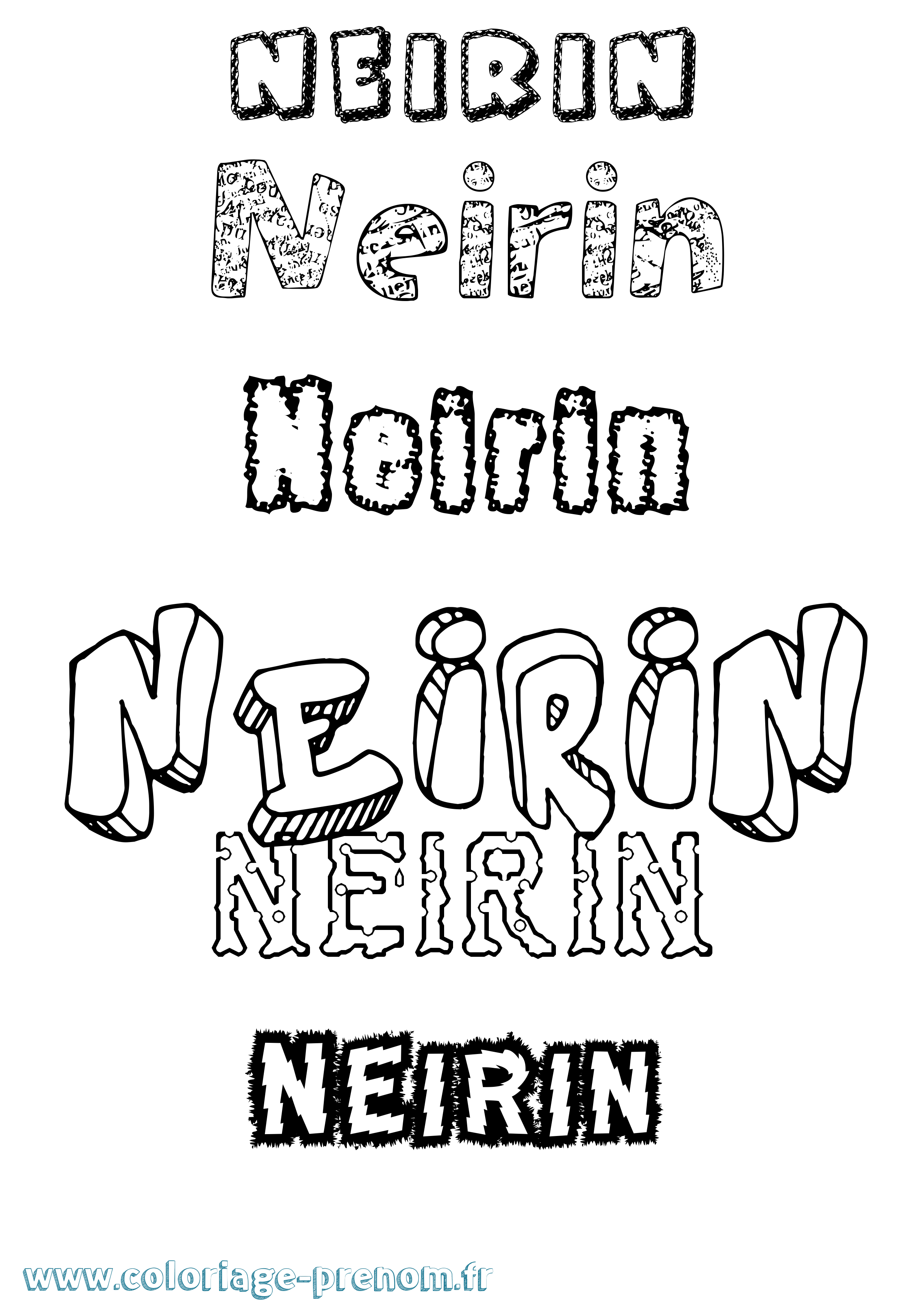 Coloriage Neirin Destructuré Coloriage prénom Neirin Destructuré
