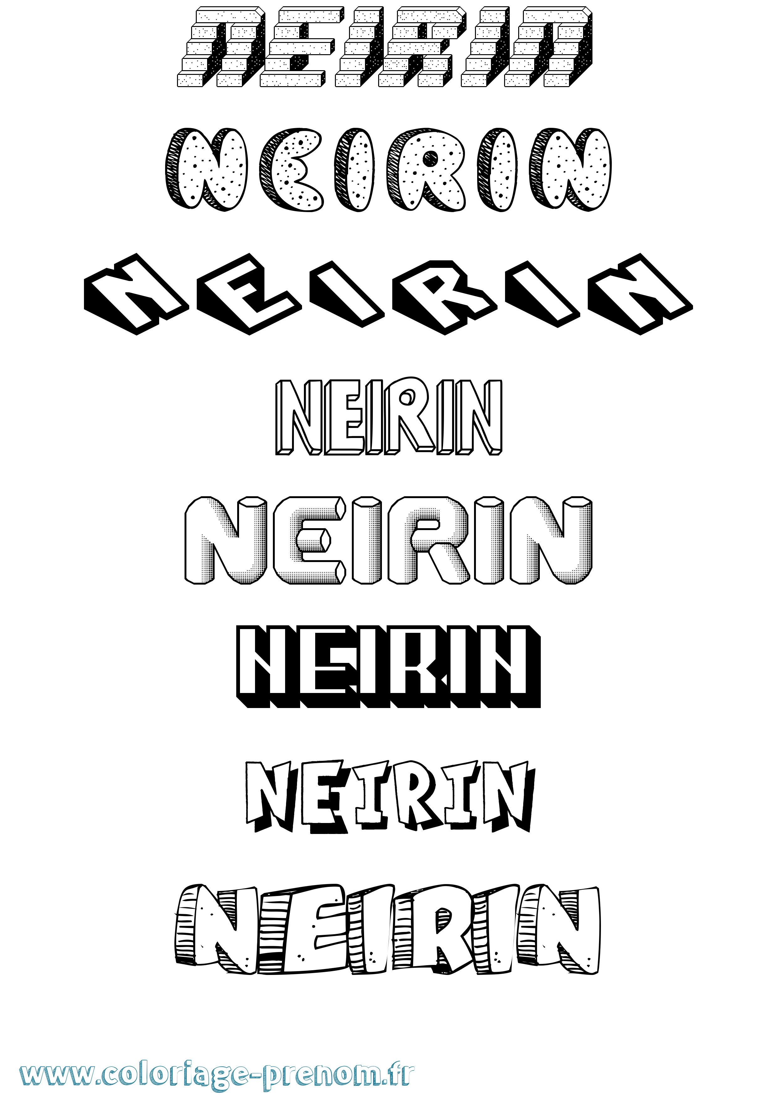 Coloriage Neirin Effet 3D Coloriage prénom Neirin Effet 3D