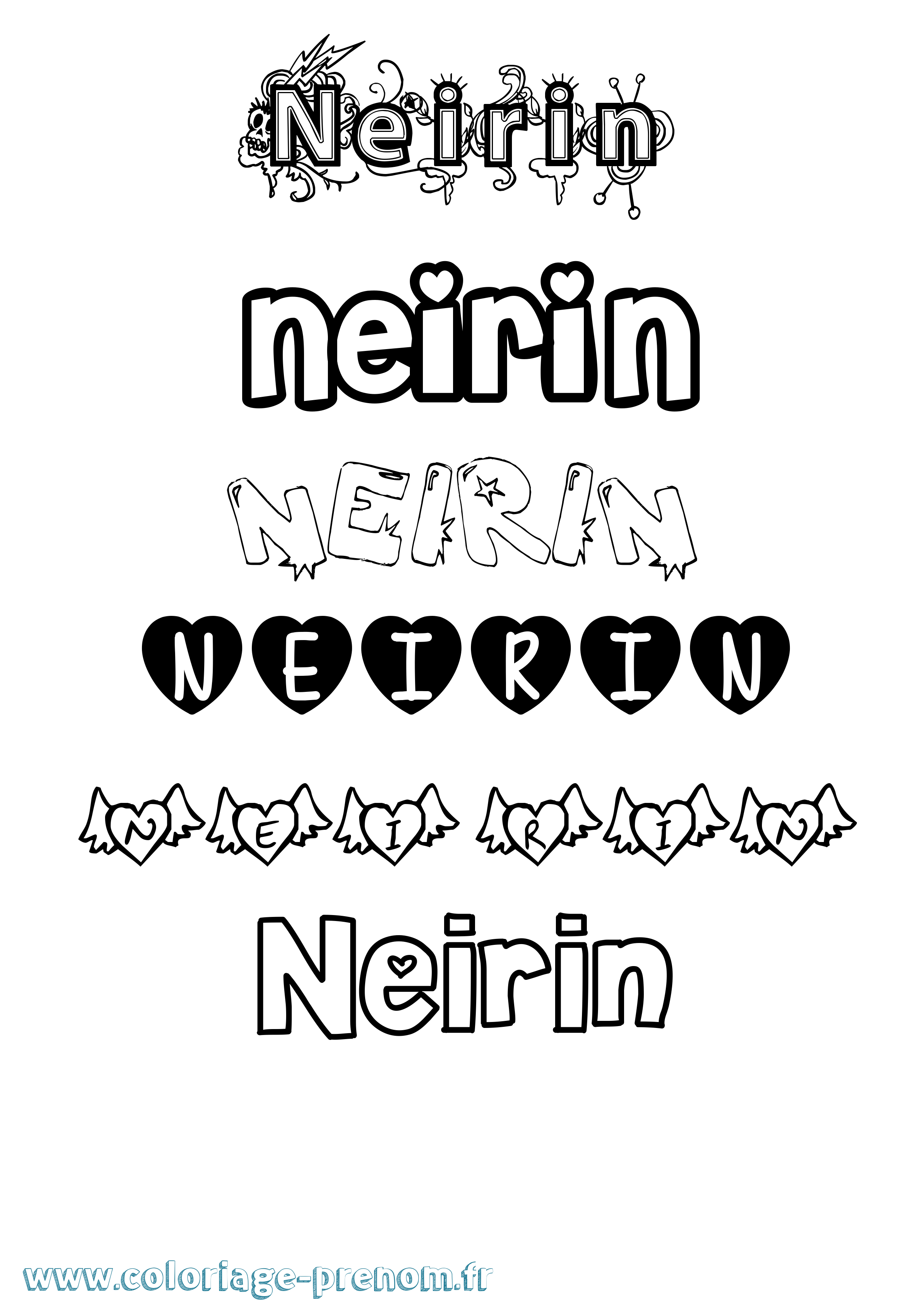 Coloriage Neirin Girly Coloriage prénom Neirin Girly